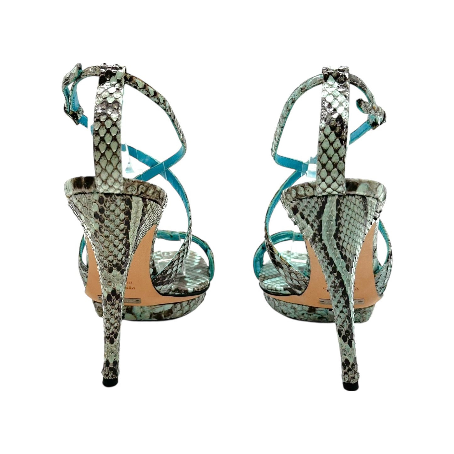 Dolce & Gabbana Blue Python Platform Sandal Heels