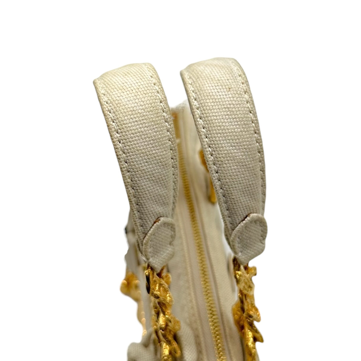 Louis Vuitton Ivory Gold Handbag with Gold Accents