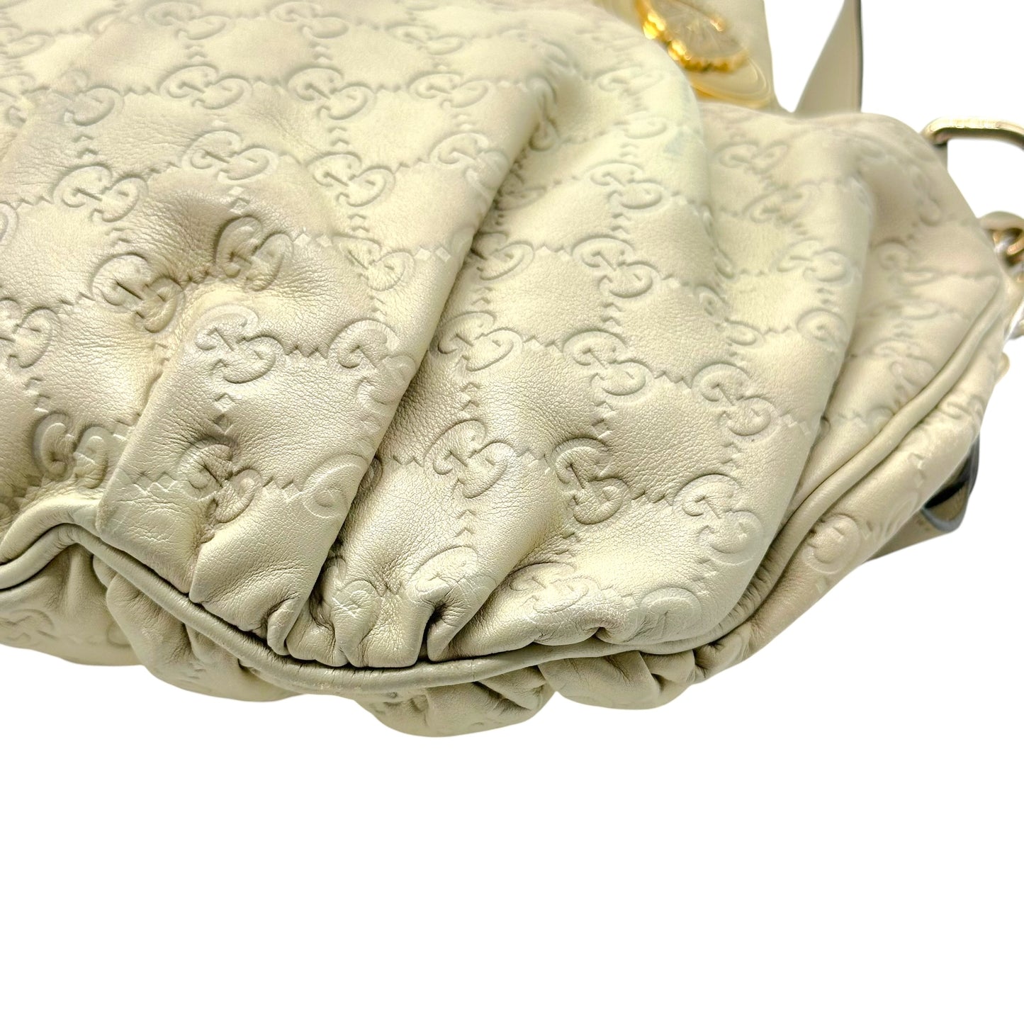 Gucci Ivory Guccissima Embossed Medium Hysteria 2-Way Bag
