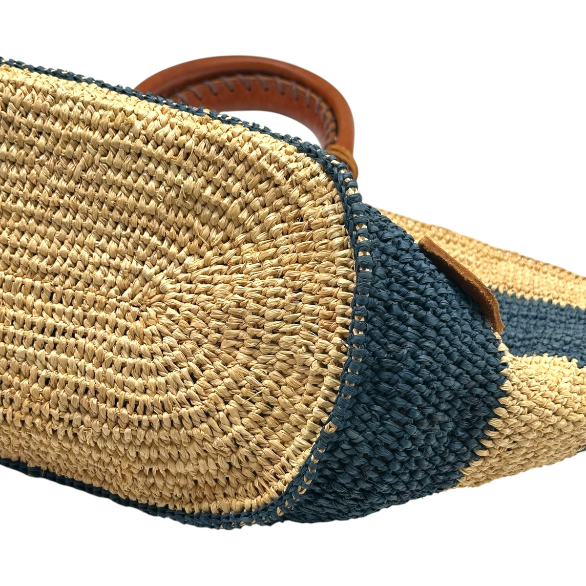 Balenciaga Raffia Beach Tote Bag Navy Blue Beige Stripes