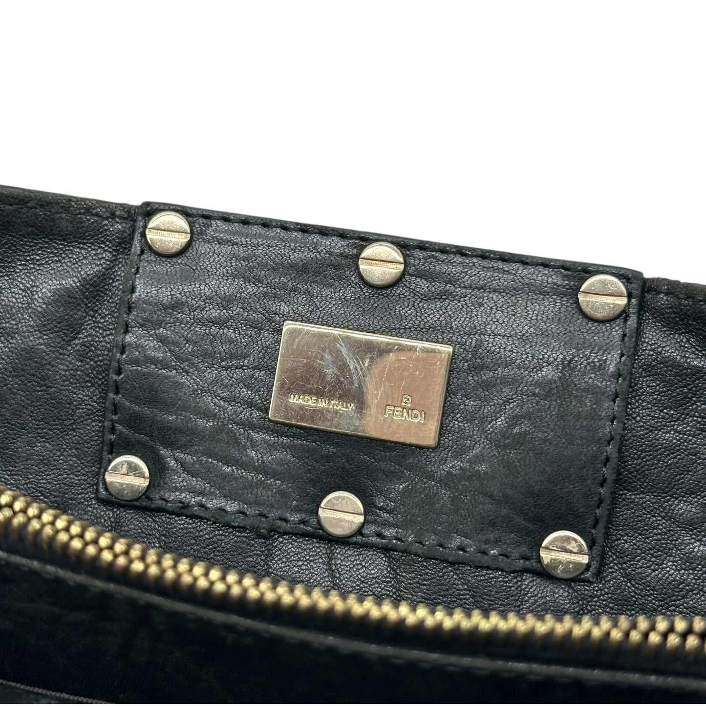 Fendi Black Leather Mia Logo Hardware Bag