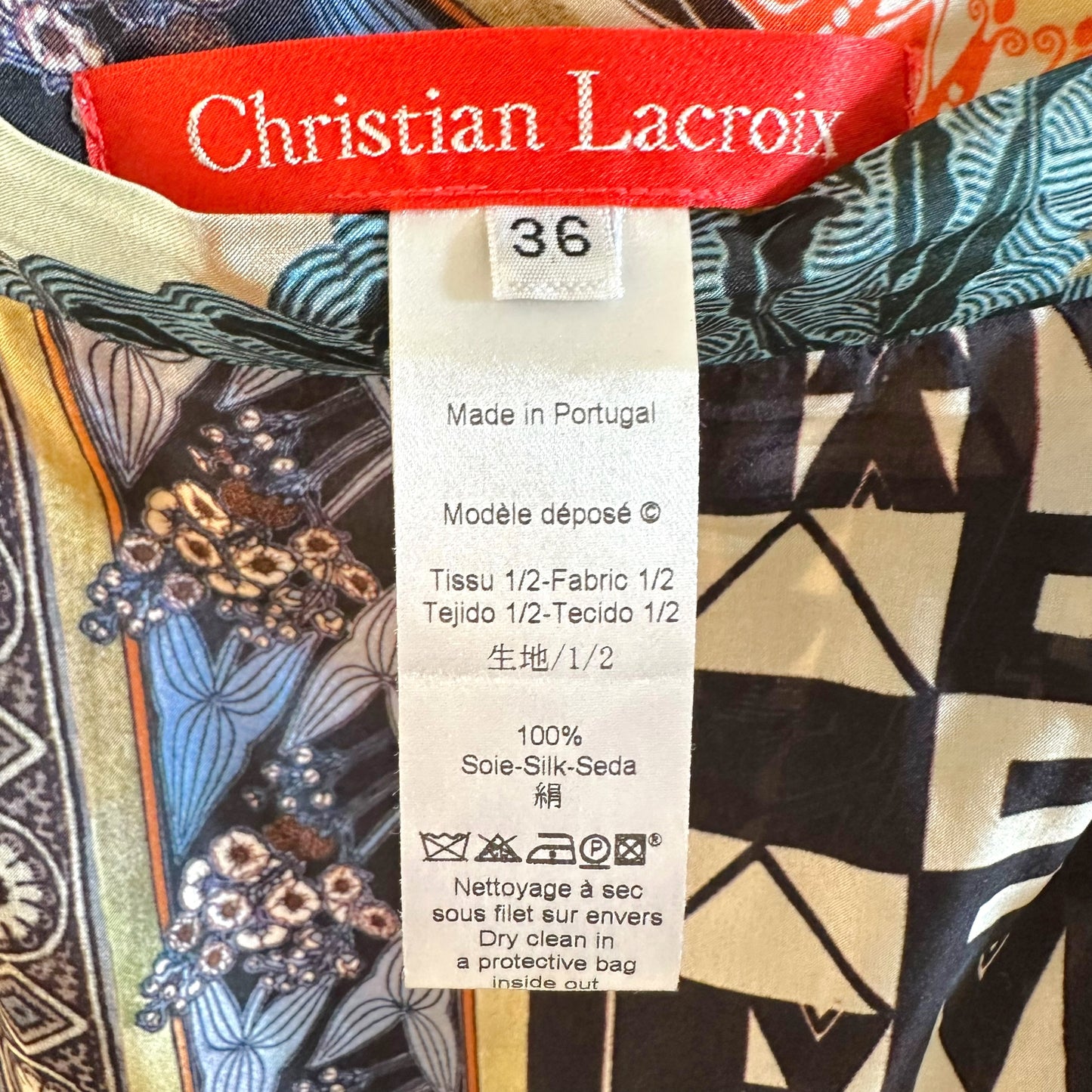 Christian Lacroix Multi-Print Tiered Silk Ruffle Midi Skirt