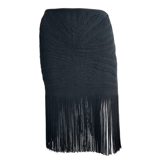 Roberto Cavalli Black Fringe Trim Knit Midi Skirt - Outfit Repeater