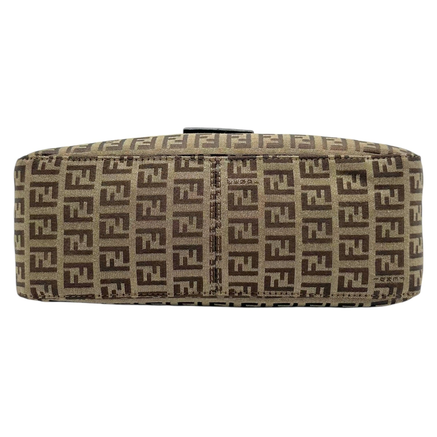 Fendi Fold-Over Baguette Bag Brown Beige Zucchino Monogram