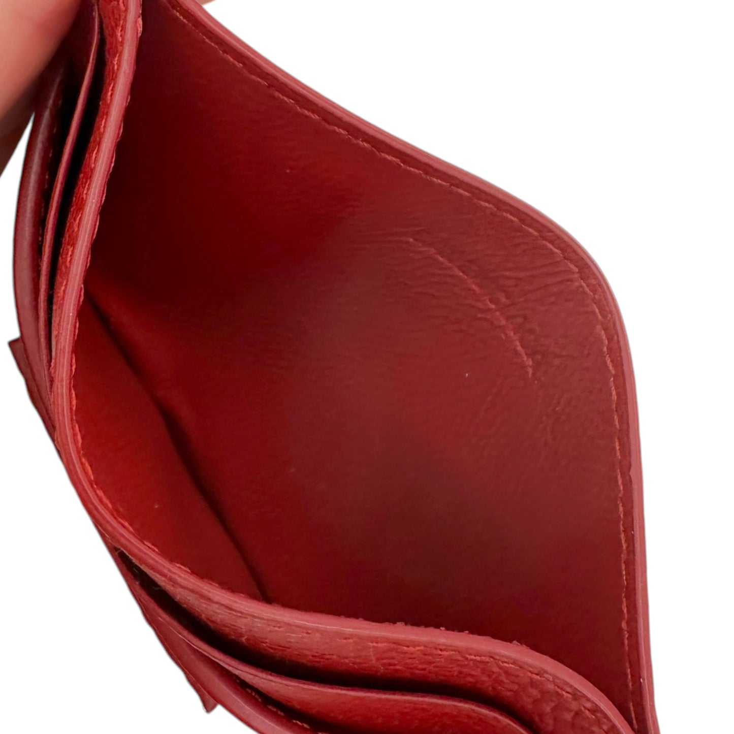 Balenciaga Red Leather Card Holder Wallet