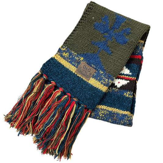 D&G Dolce & Gabbana F/W 2002 Multicolor Chunky Wool Knit Patterned Scarf