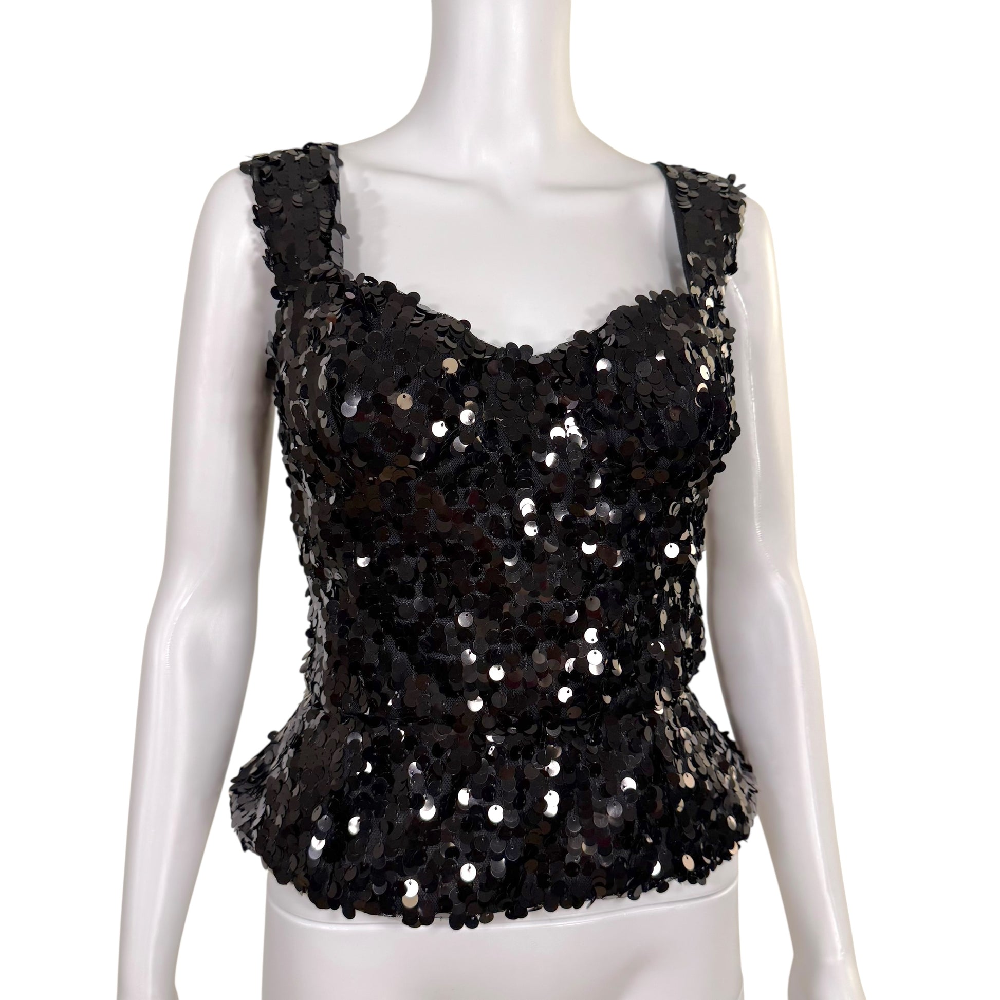 Dolce & Gabbana Black Sequin Corset Top - Outfit Repeater