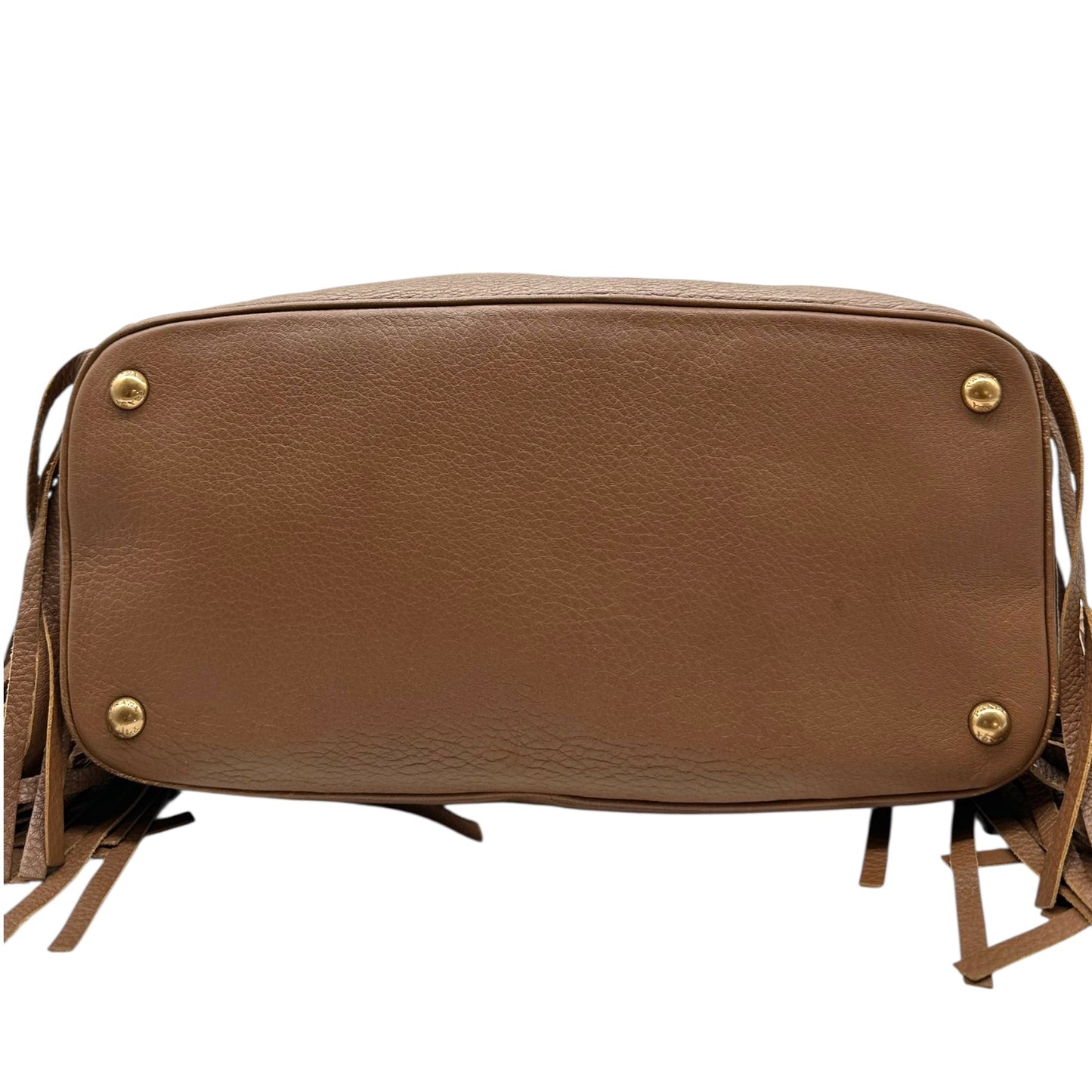 Prada Tan Deerskin Leather Fringe Trim Hobo Bag