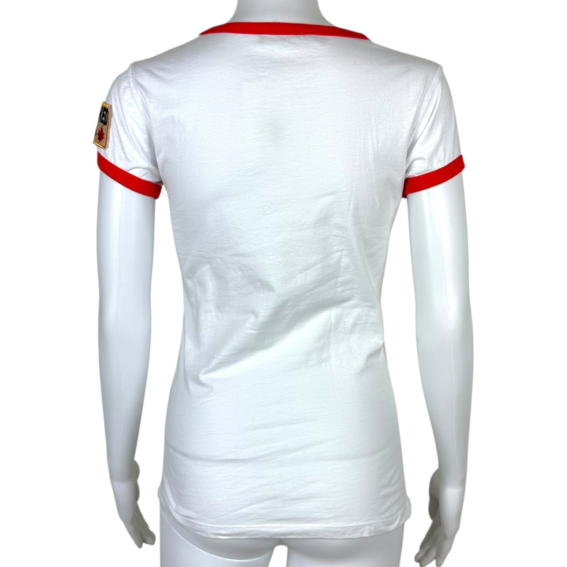 Dsquared2 Red & White Logo Patch Ringer T-Shirt - Outfit Repeater