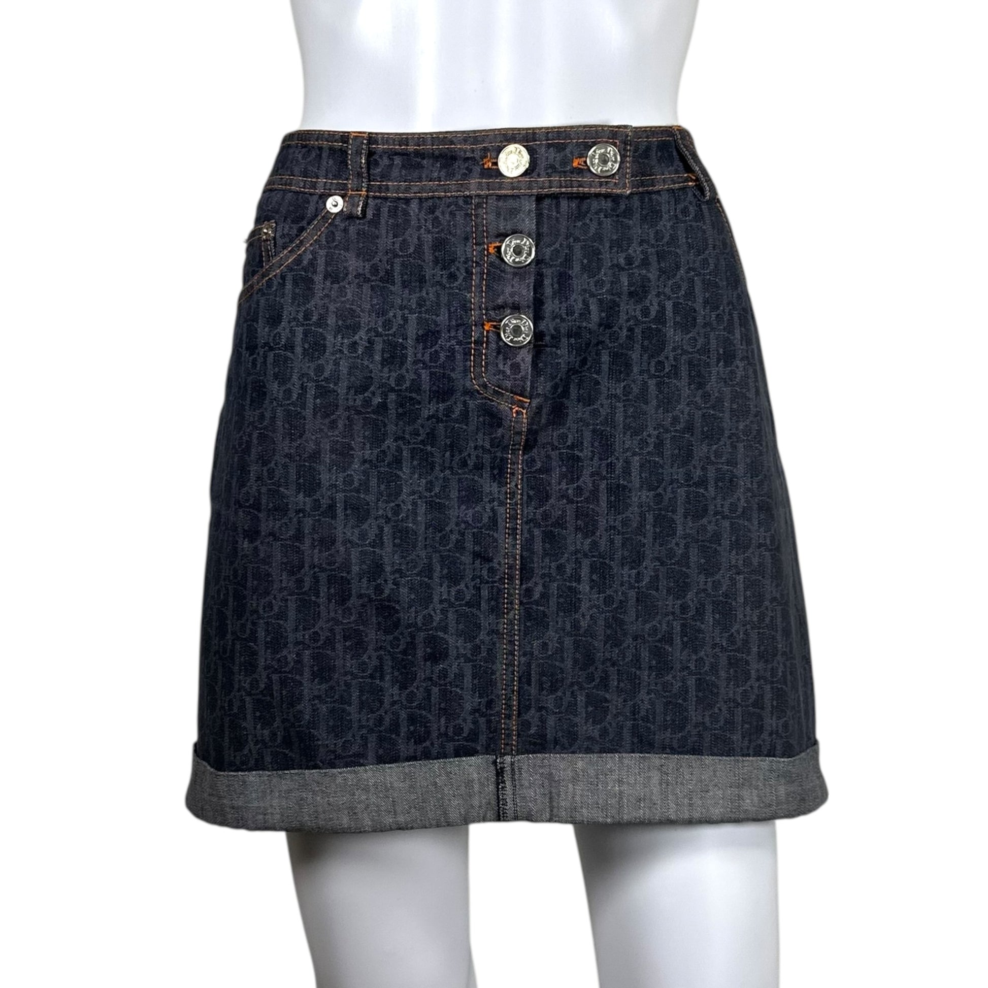 Christian Dior Denim Mini Skirt Dark Blue Monogram