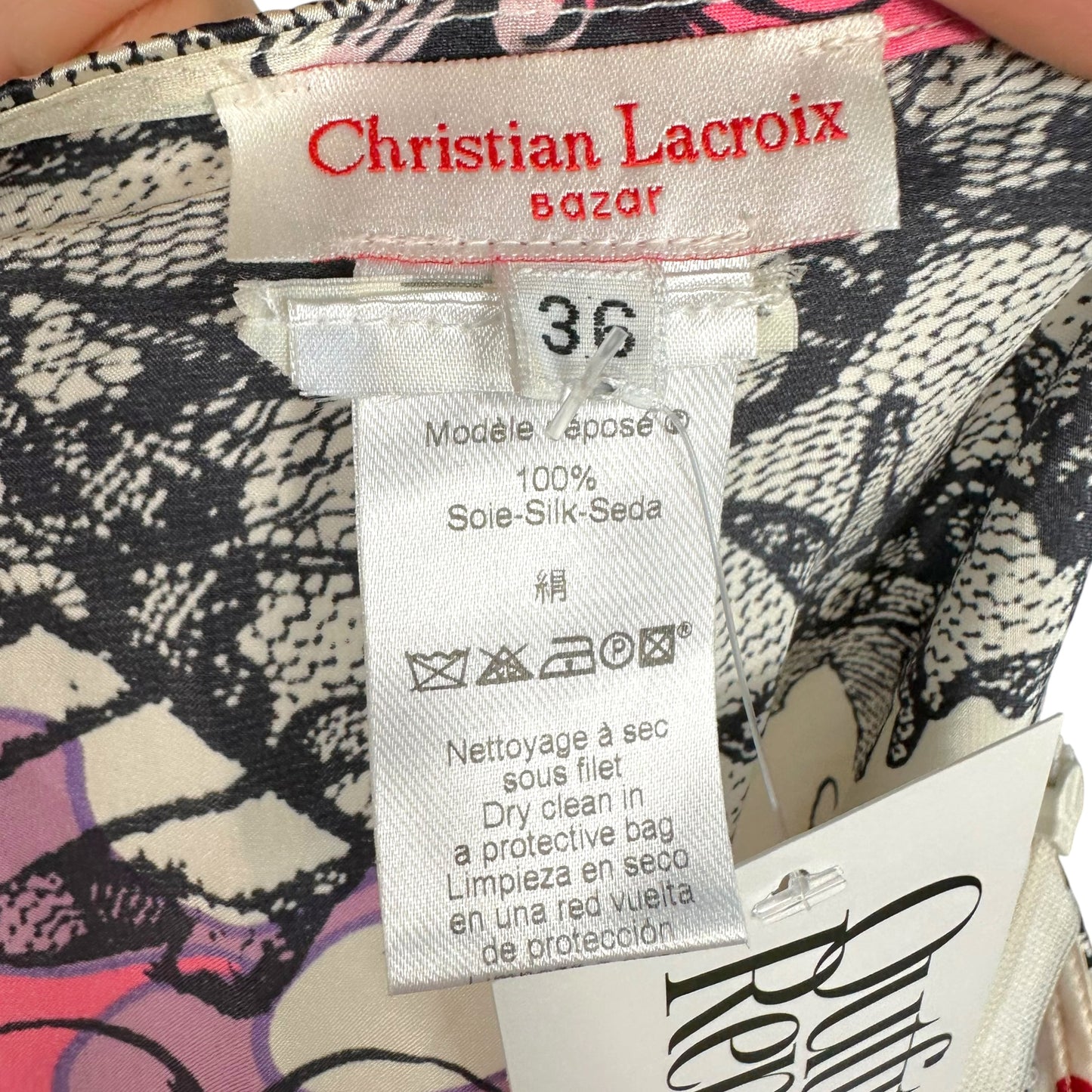 Christian Lacroix Bazaar Multicolor Floral Print Silk & Lace Midi Skirt