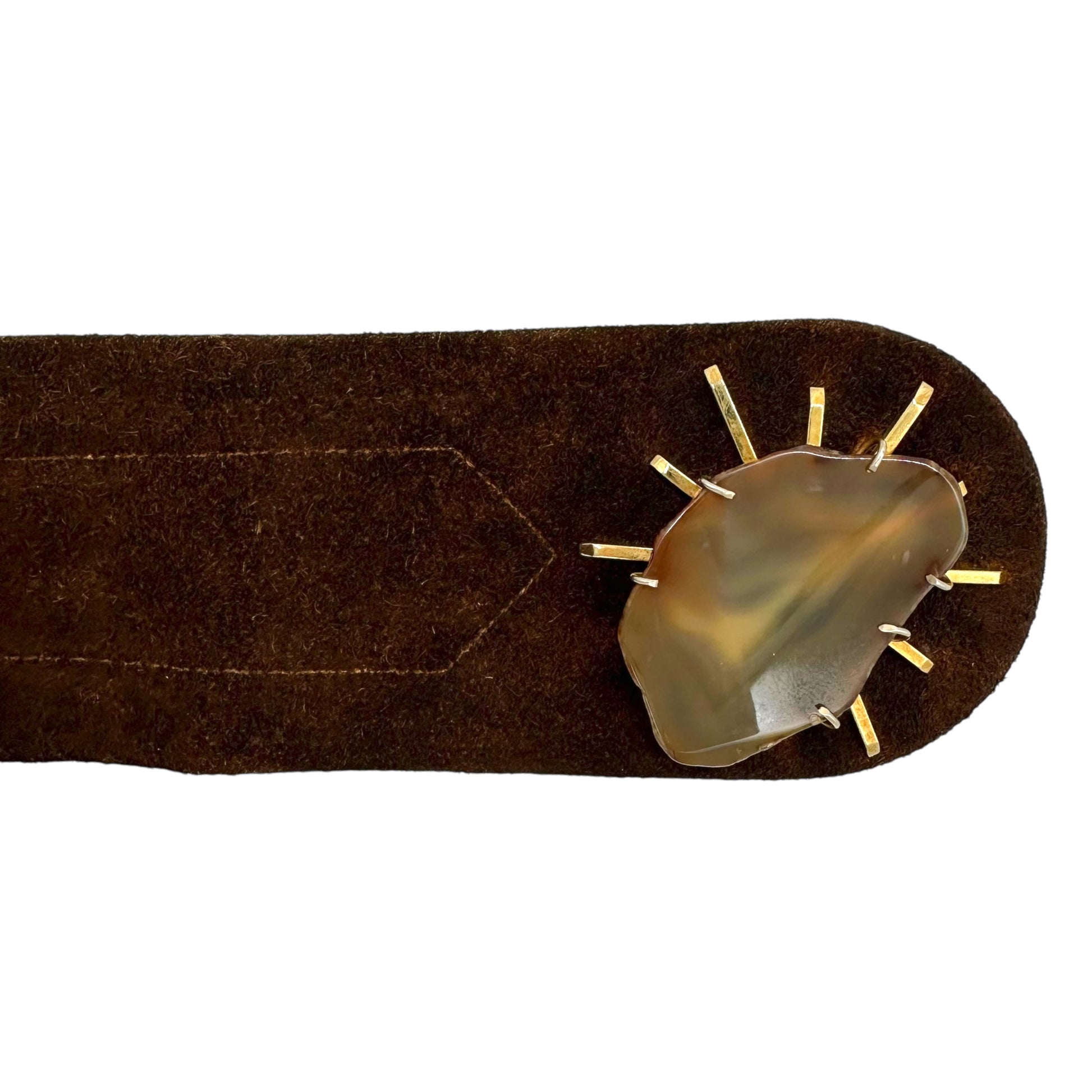 Christian Dior 1970's Brown Suede Agate Crystal Belt - Outfit Repeater