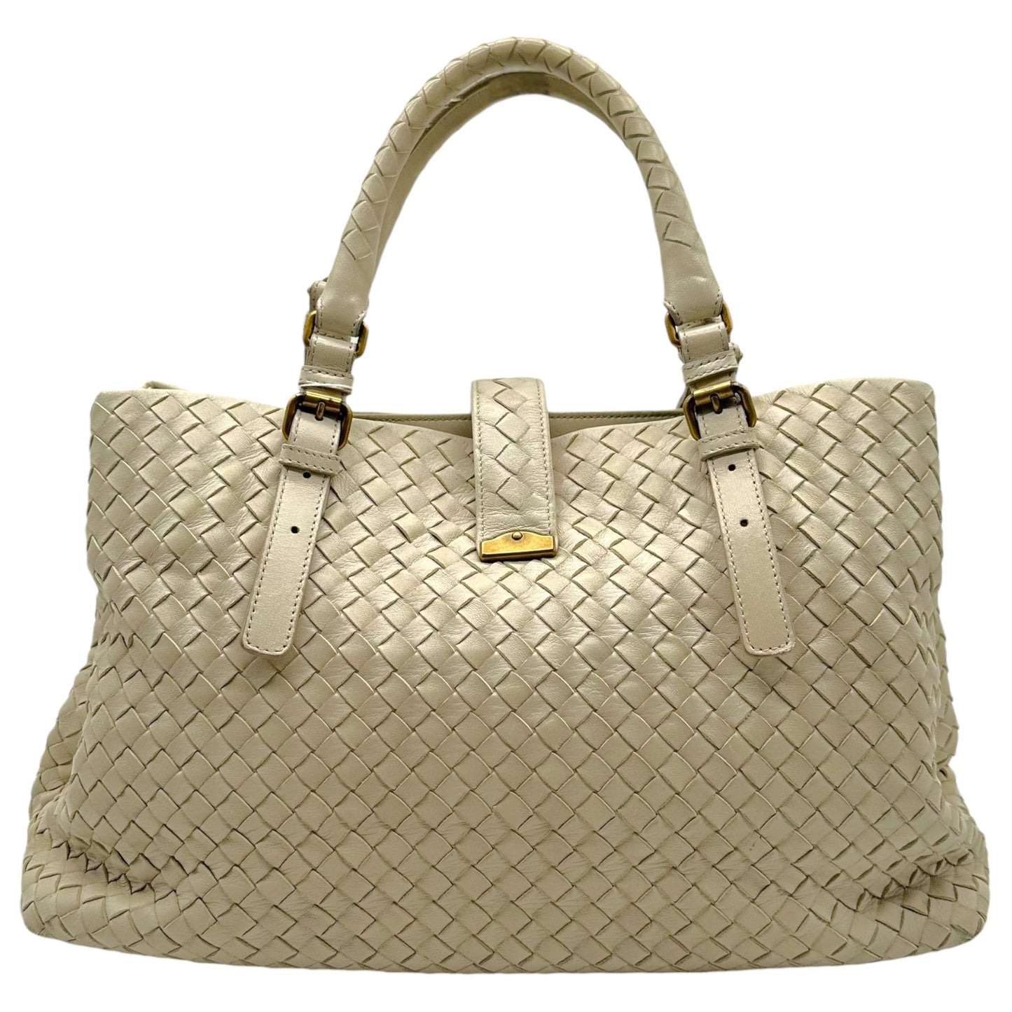 Bottega Veneta Ivory Intrecciato Leather Large Roma Tote Bag - Outfit Repeater