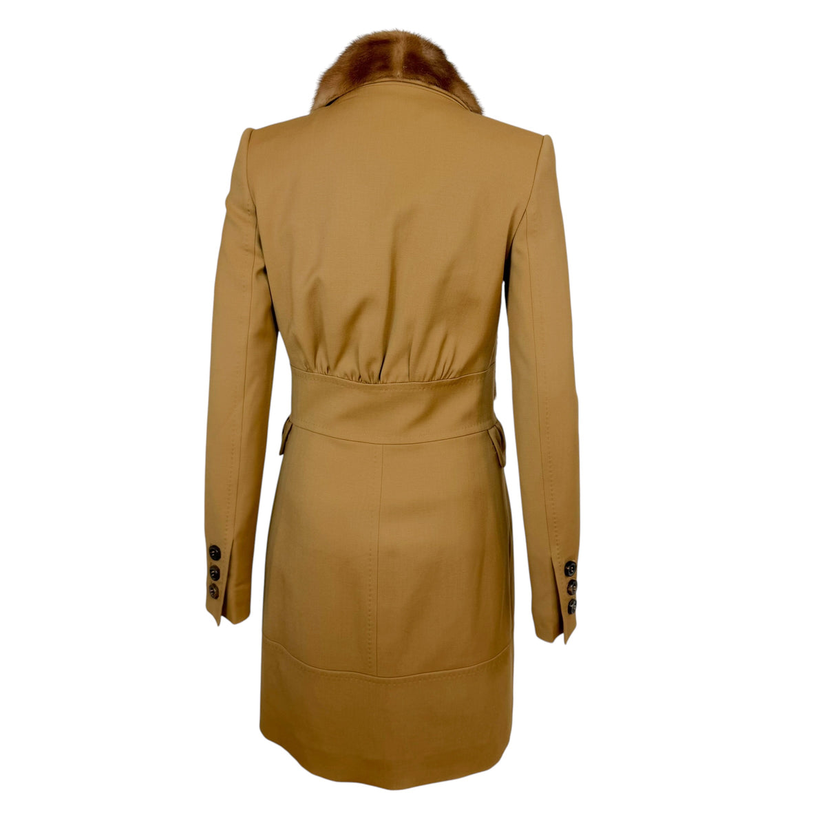 Dsquared2 Brown Wool Mid-Length Coat w/ Mink 'Scarf' Collar