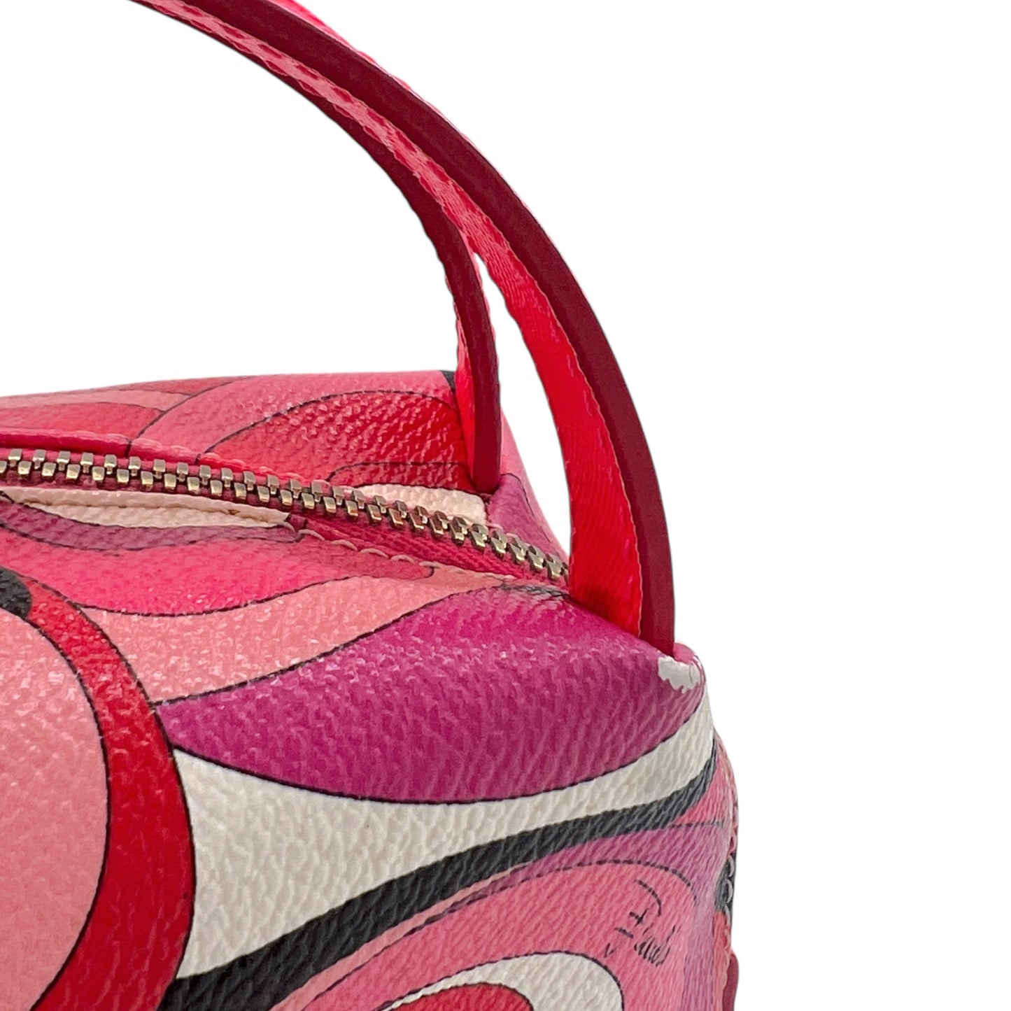 Emilio Pucci Red & Pink Patterned Leather Pochette Bag