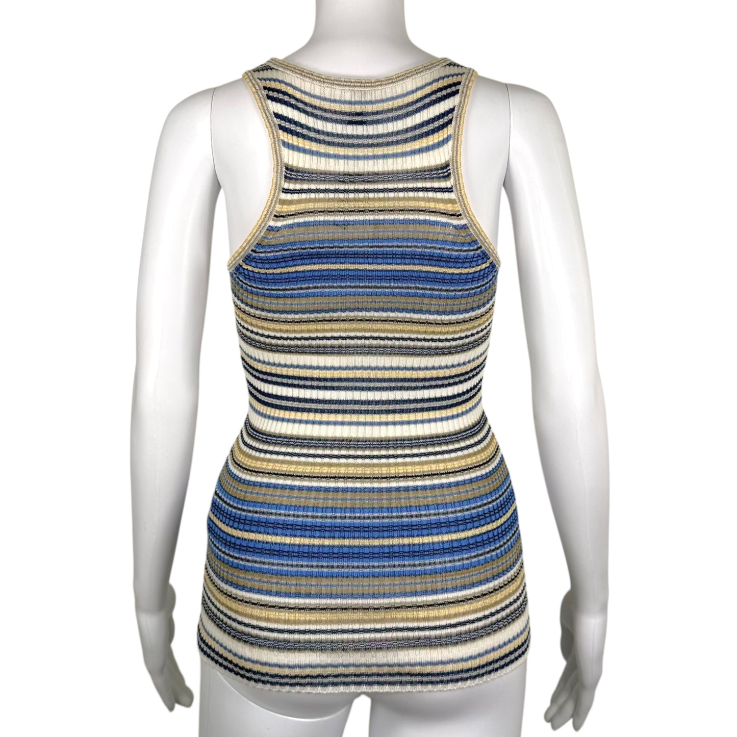Missoni M Blue & Yellow Striped Knit Tank Top