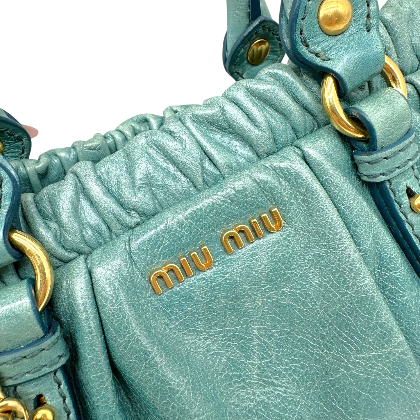 Miu Miu Turquoise Leather Mini Vitello 2-Way Bag