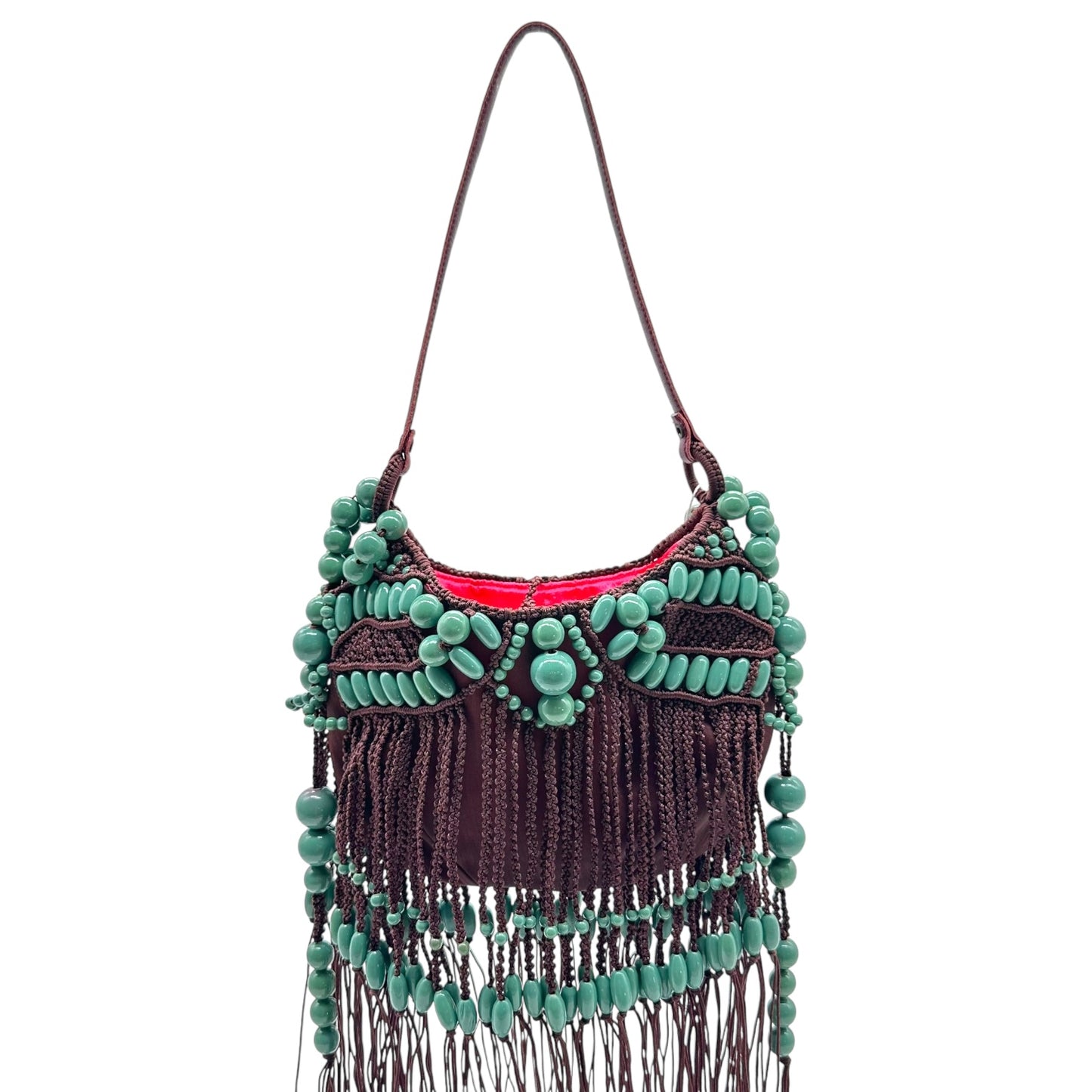 Jamin Puech Beaded Fringe Bag Burgundy Turquoise