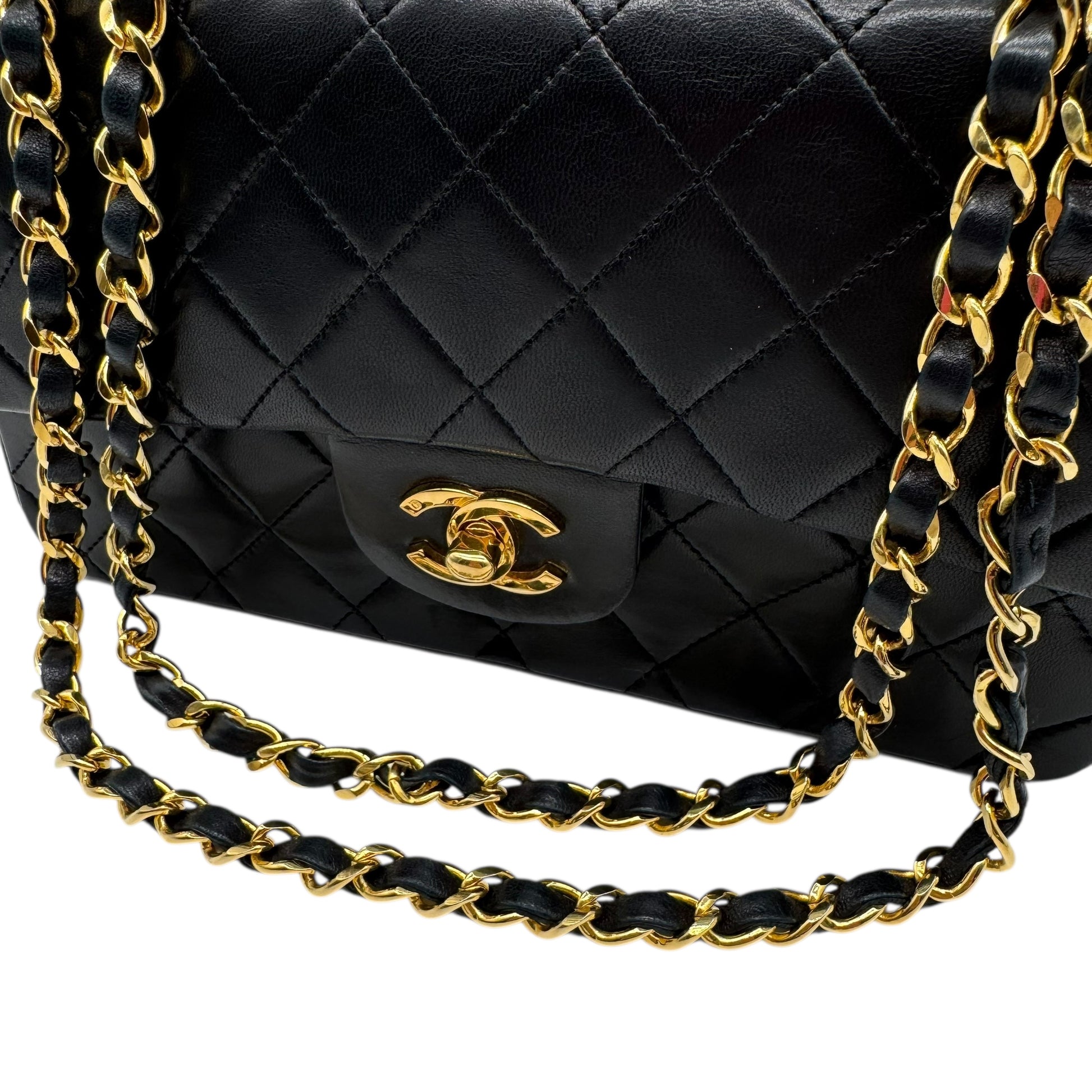 Chanel Black Matelasse Lambskin Small Classic Flap Bag 1989-91 - Outfit Repeater