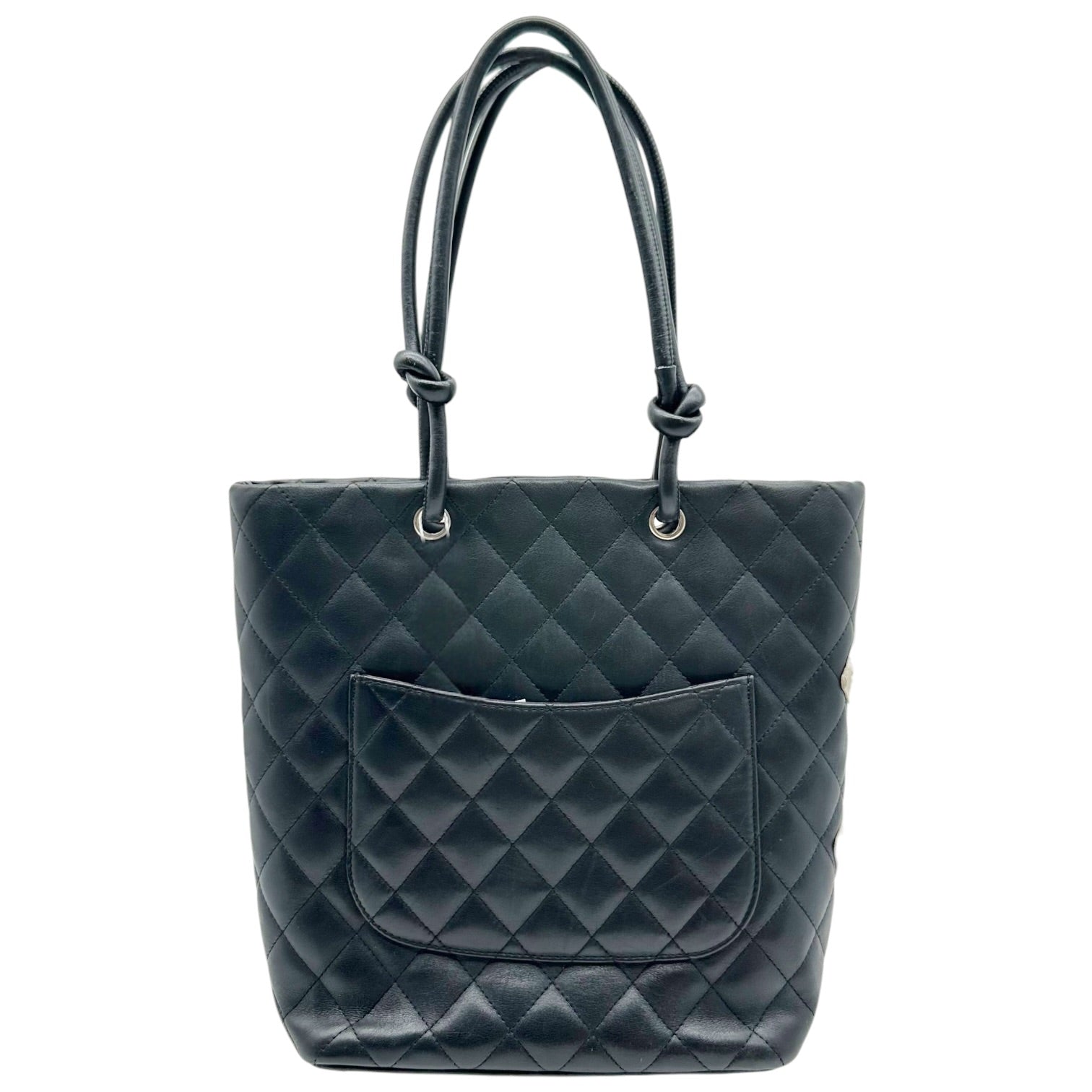 Chanel Mini Tote Bag Black White Matelasse Leather