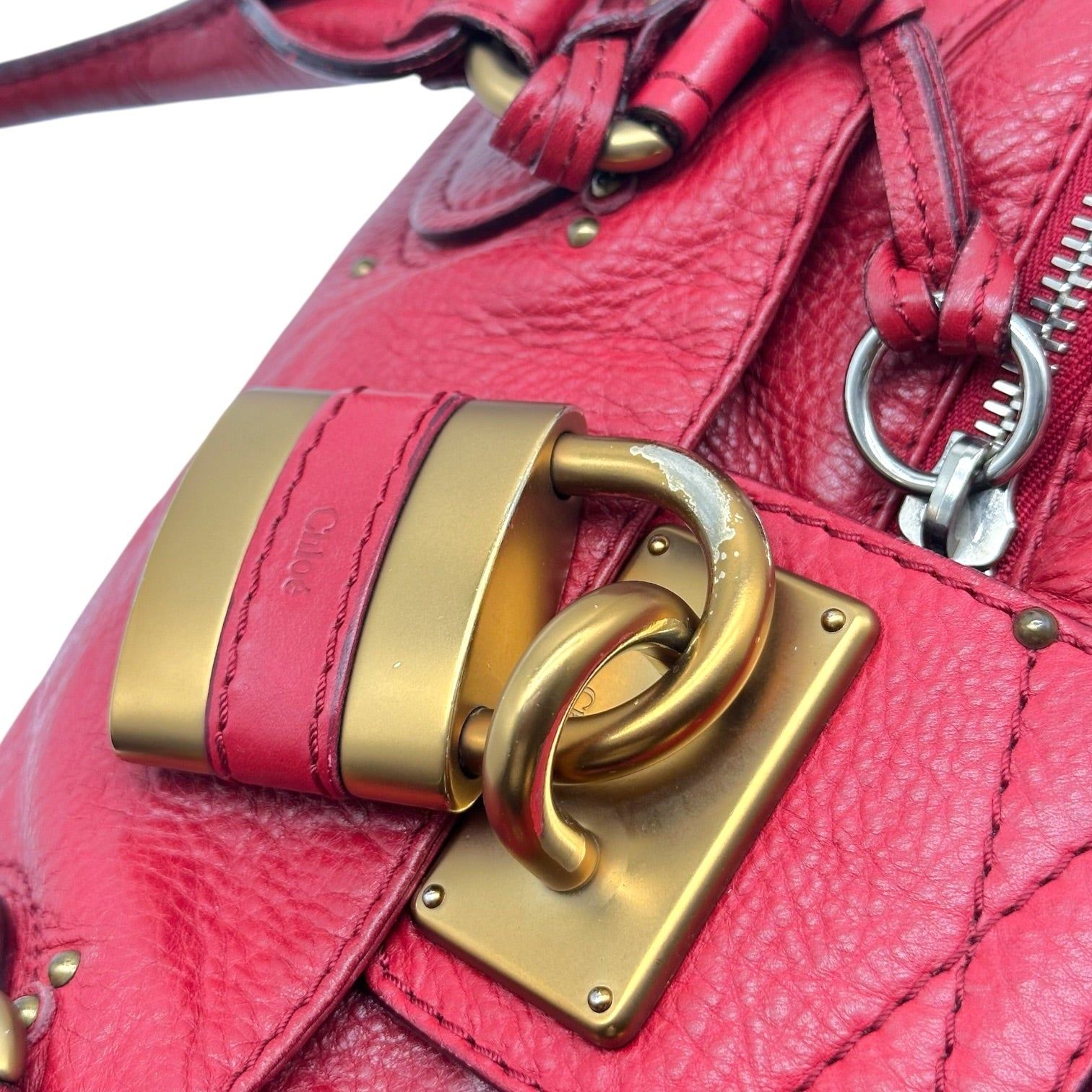 Chloé Red Leather Paddington Shoulder Bag