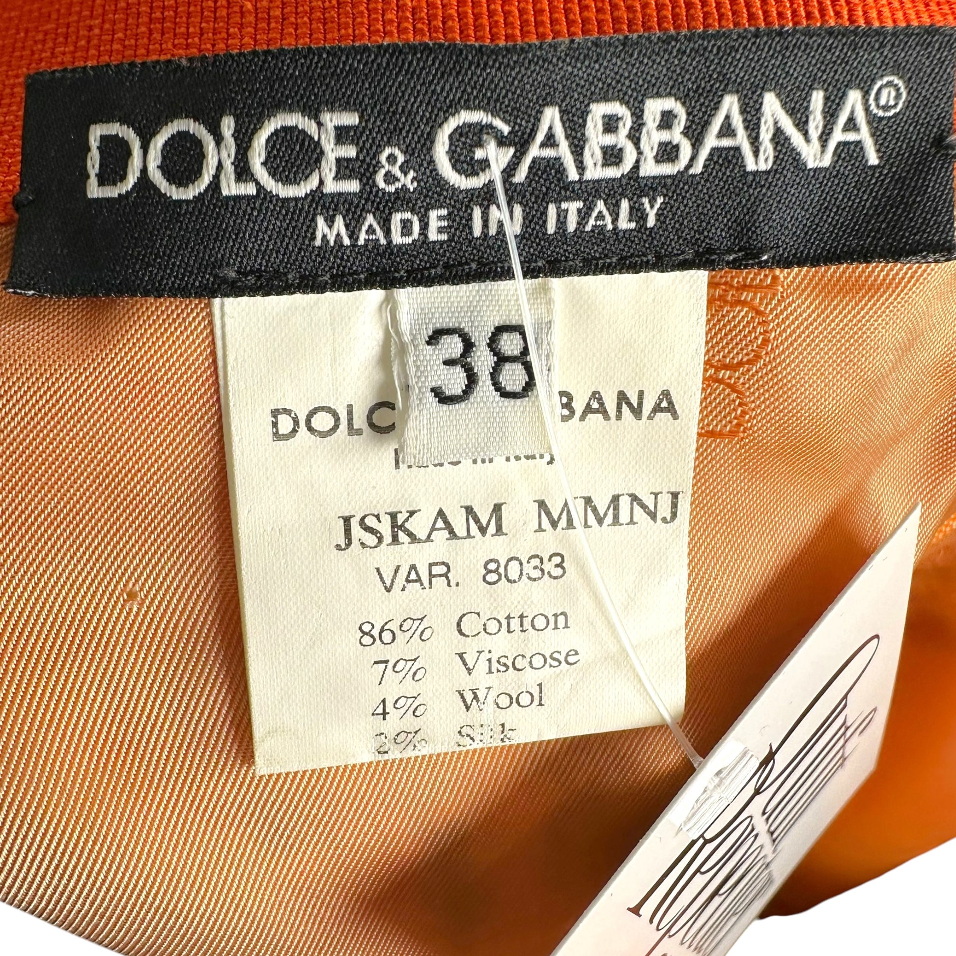 Dolce & Gabbana Orange Tweed Sparkle Midi Skirt