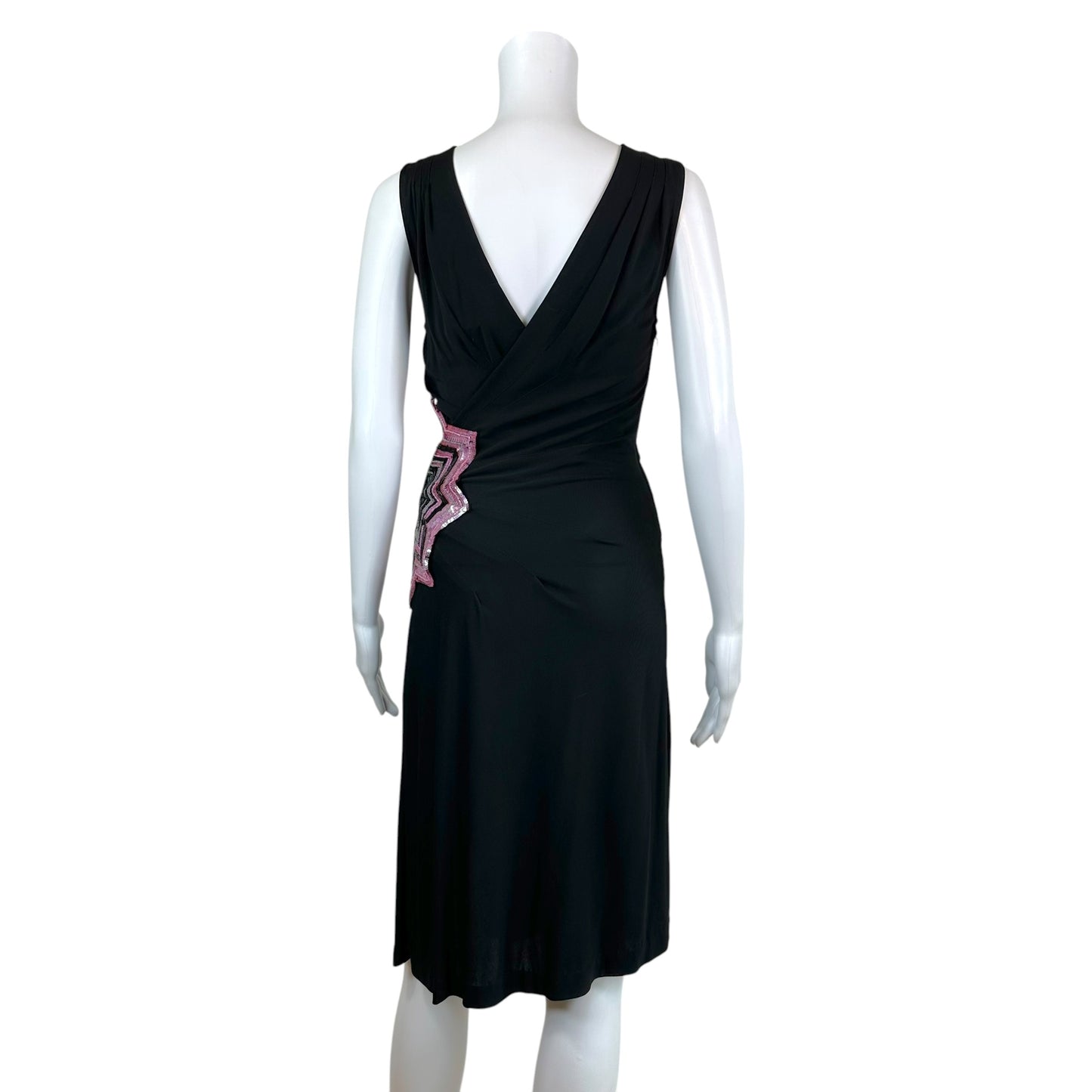 Diane Von Furstenburg Black Wrap Mini Dress Pink Sequin