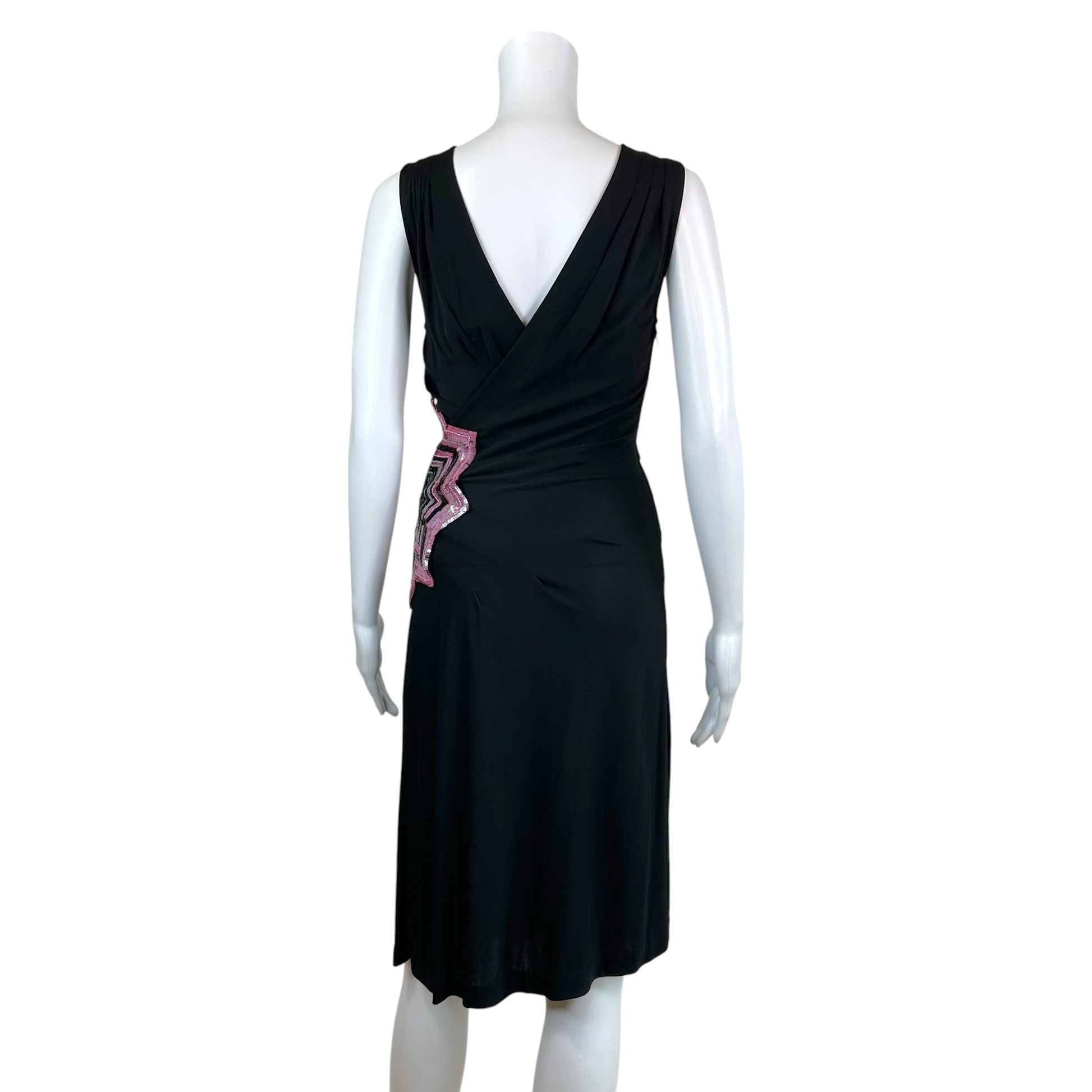 Diane Von Furstenburg Black Wrap Mini Dress Pink Sequin
