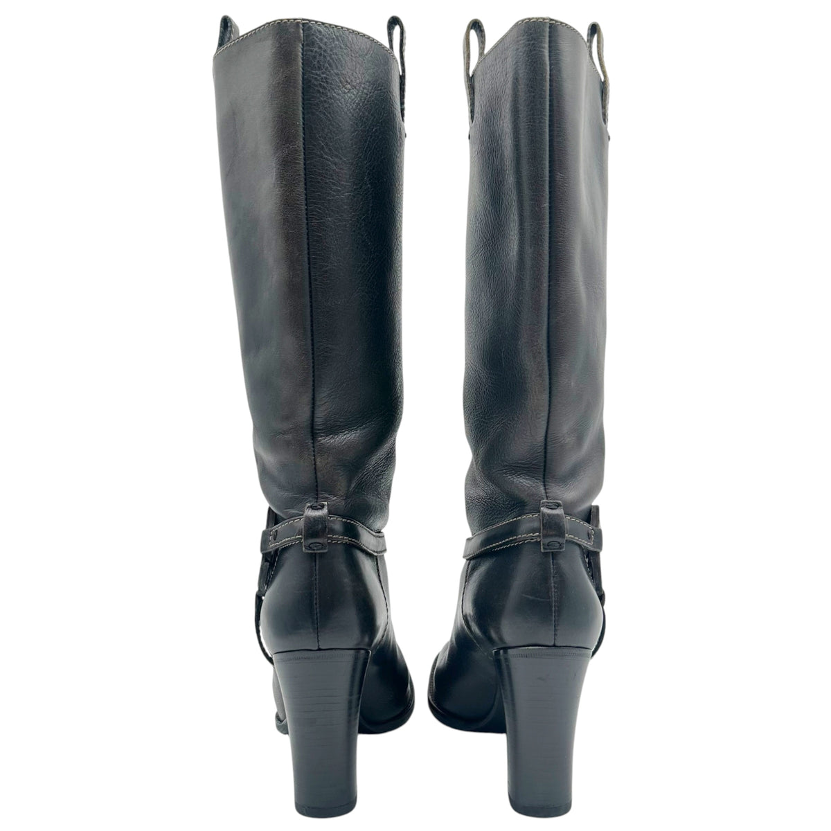 Gucci Black Leather Heeled Boots with GG Logo