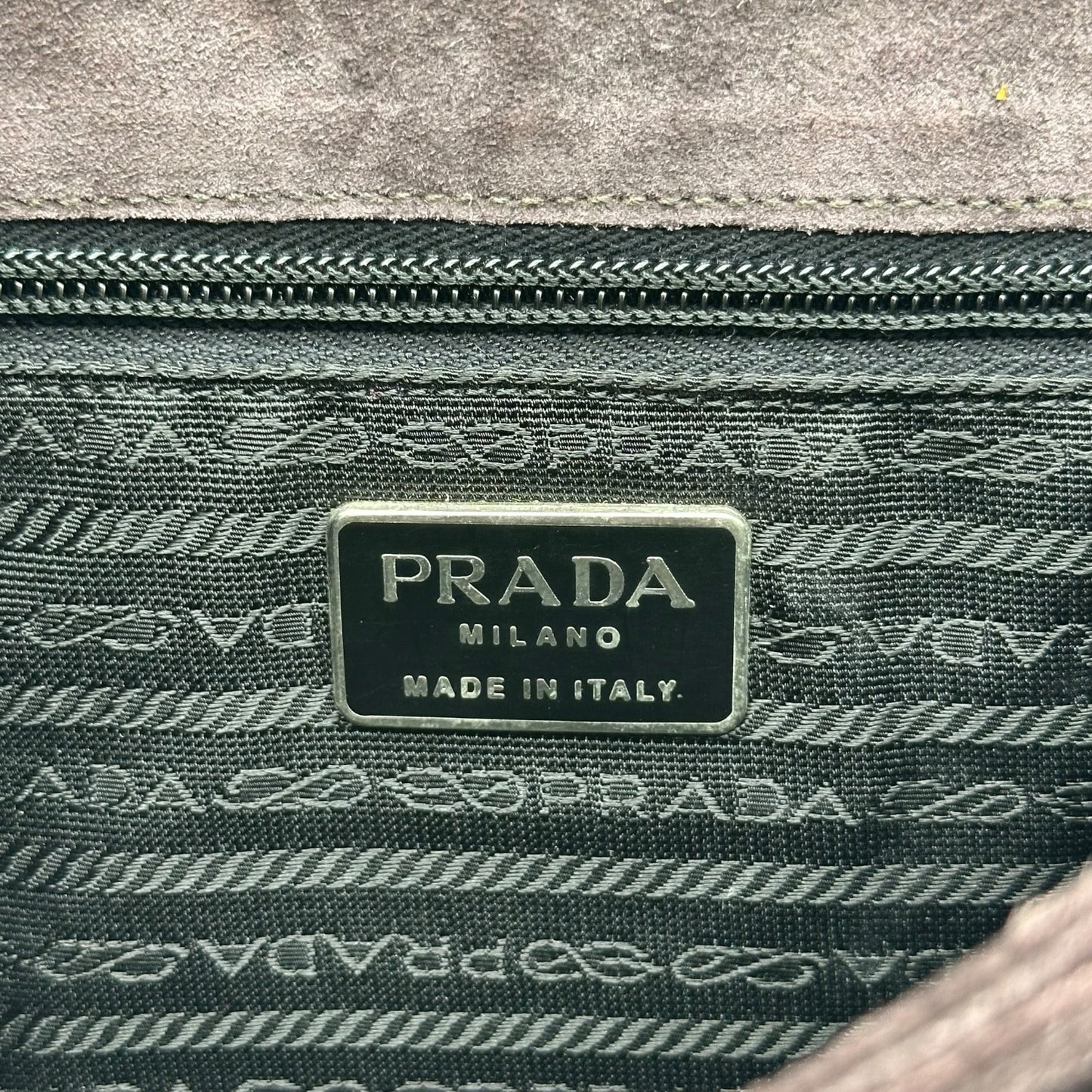 Prada Brown Suede & Leather Clutch Bag