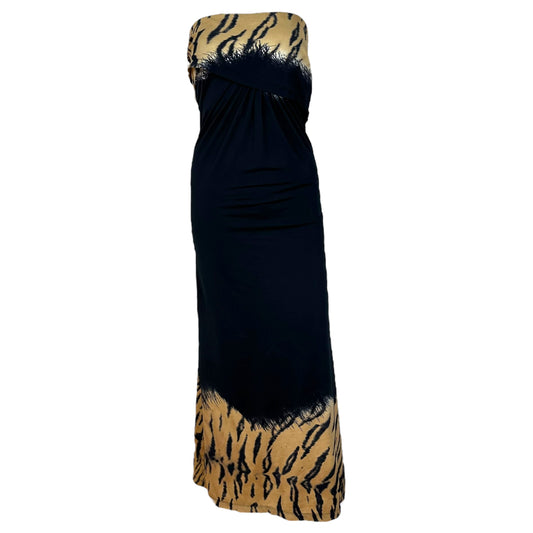 Roberto Cavalli Tiger Print Strapless Maxi Dress