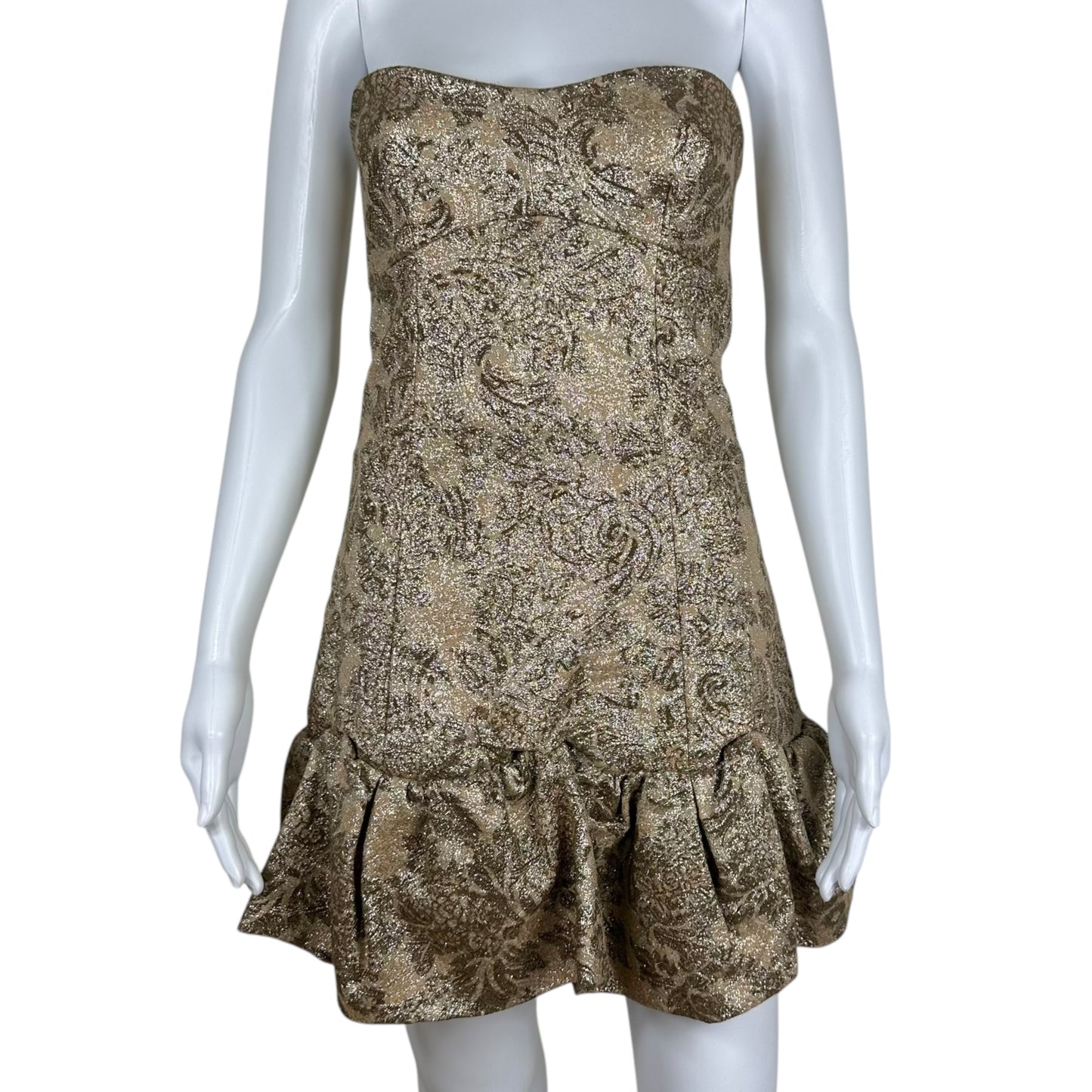 Dolce & Gabbana Gold Jacquard Corseted Mini Dress XS