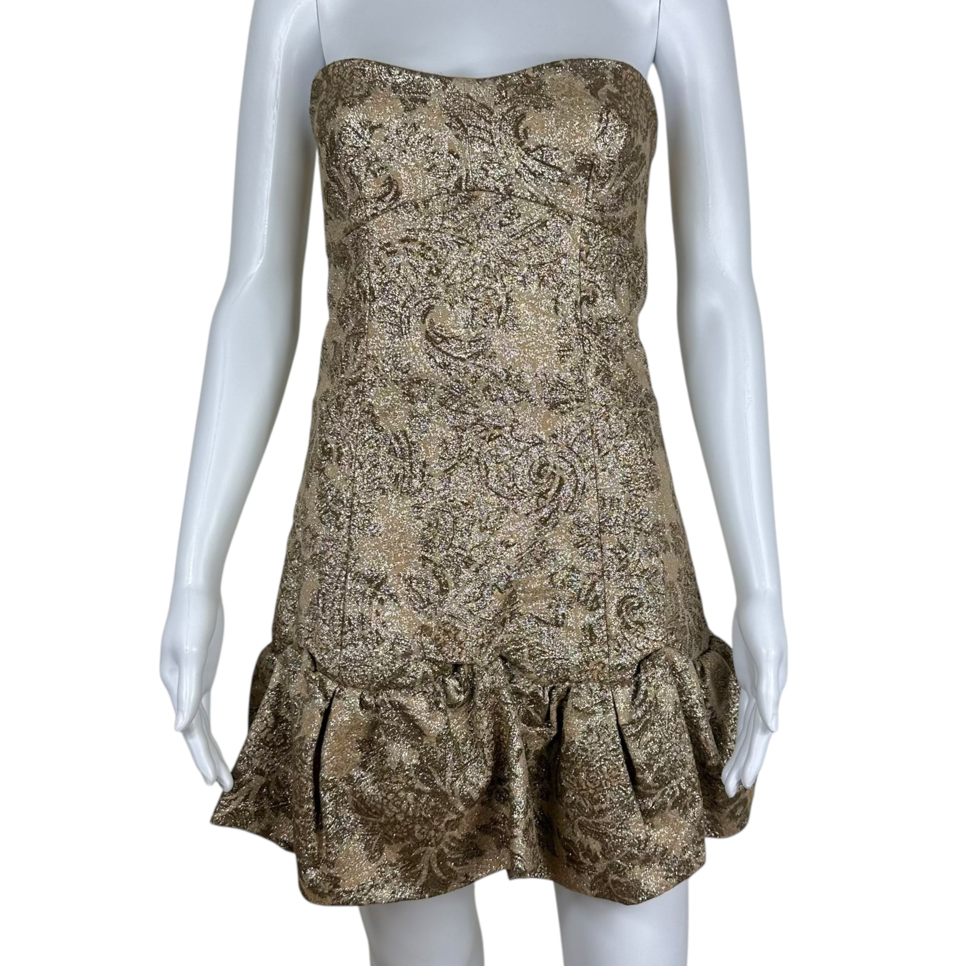 Dolce & Gabbana Gold Jacquard Corseted Mini Dress XS