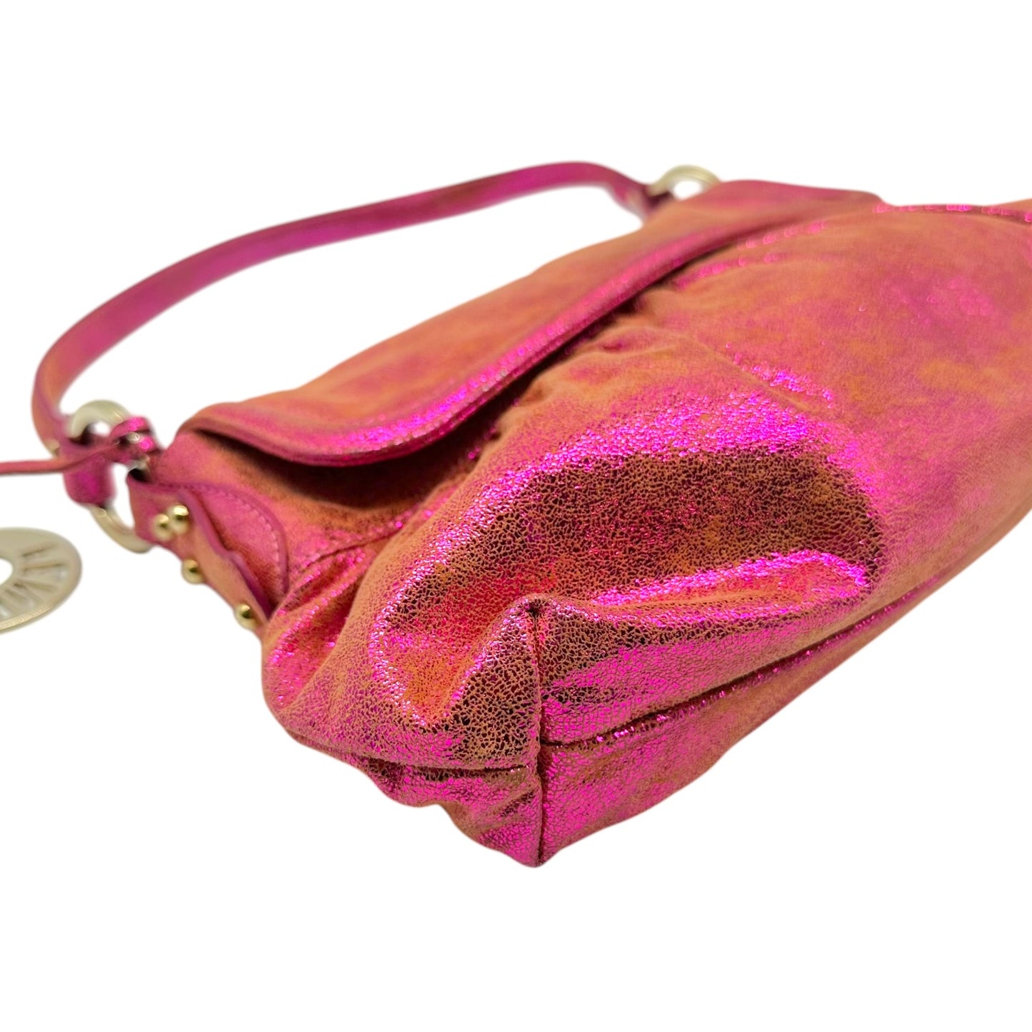 Fendi Metallic Hot Pink Suede Small Chef Shoulder Bag RARE