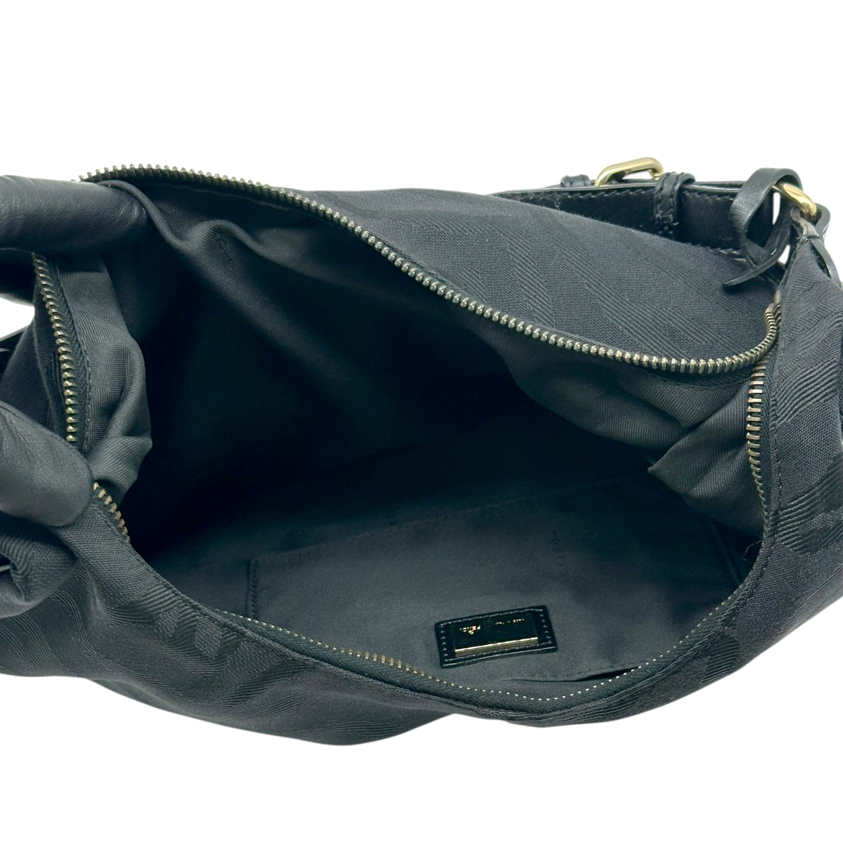 Fendi Black Zebra Print Canvas Hobo Bag