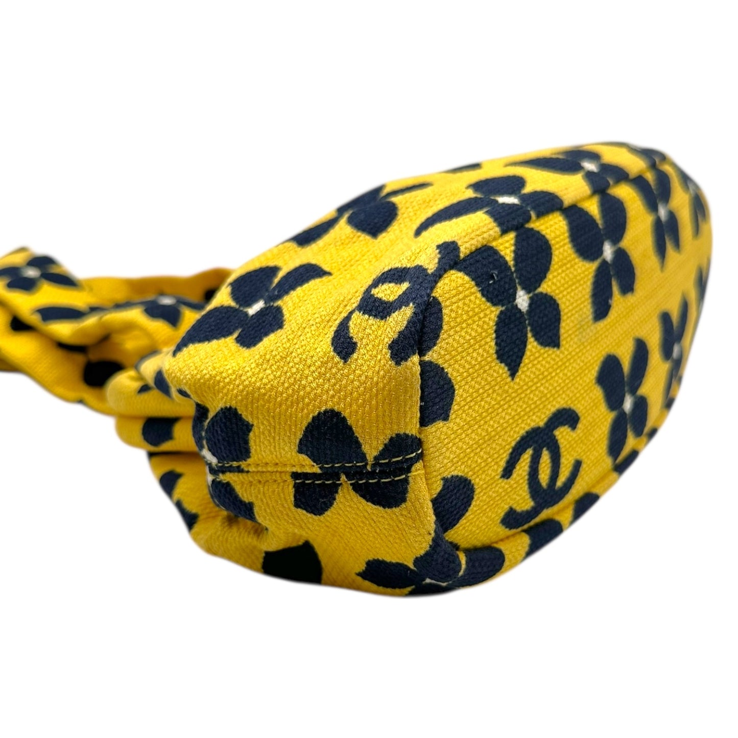 Chanel Yellow & Navy Clover Print Kisslock Bag