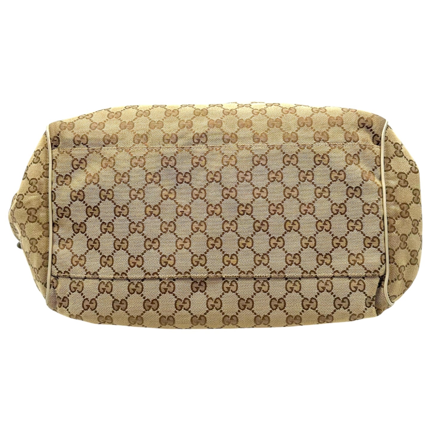 Gucci Tan Monogram & Ivory Leather Sukey 2-Way Bowler Bag
