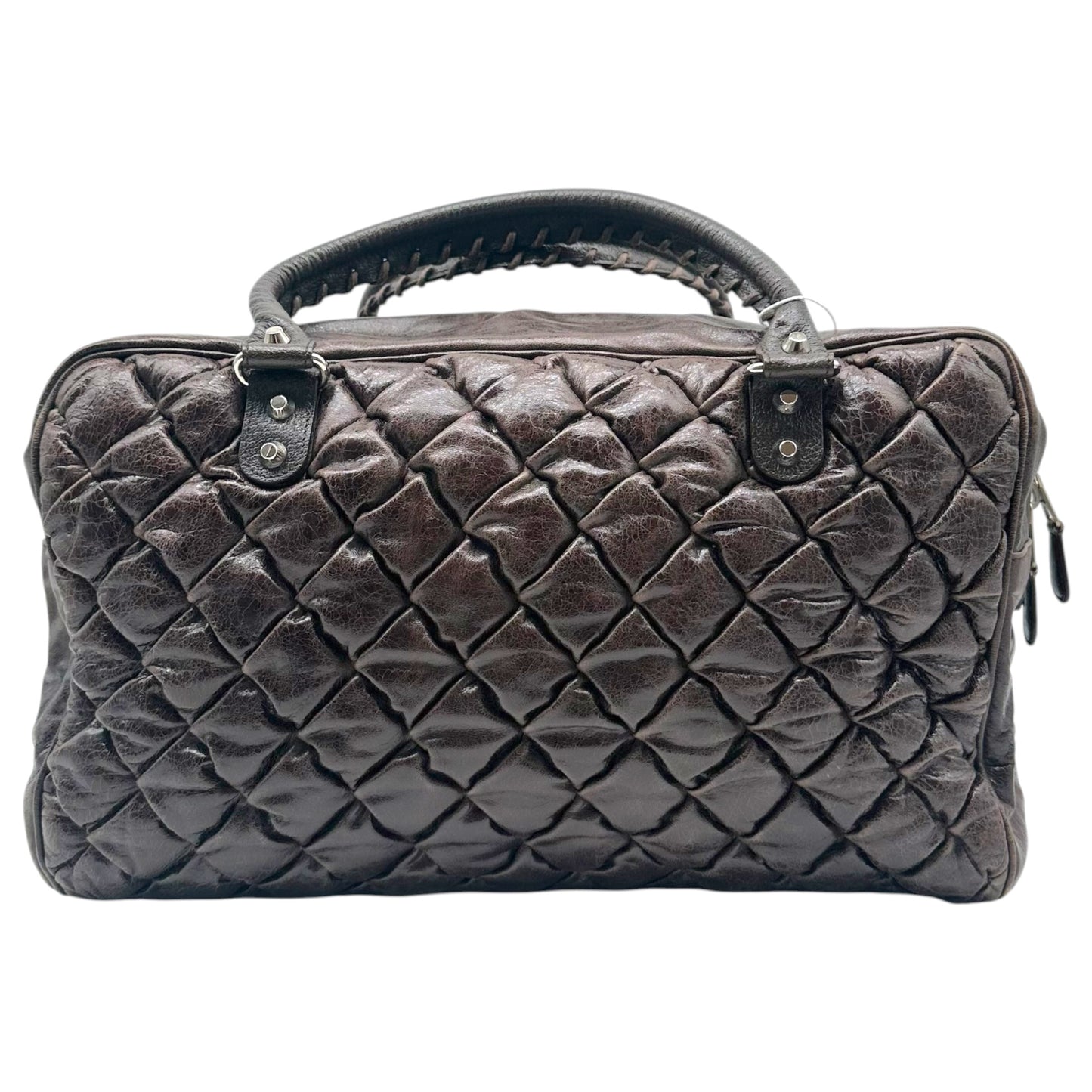 Balenciaga Brown Quilted Leather Bowler City Bag