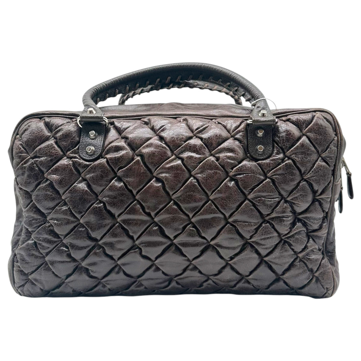 Balenciaga Brown Quilted Leather Bowler City Bag