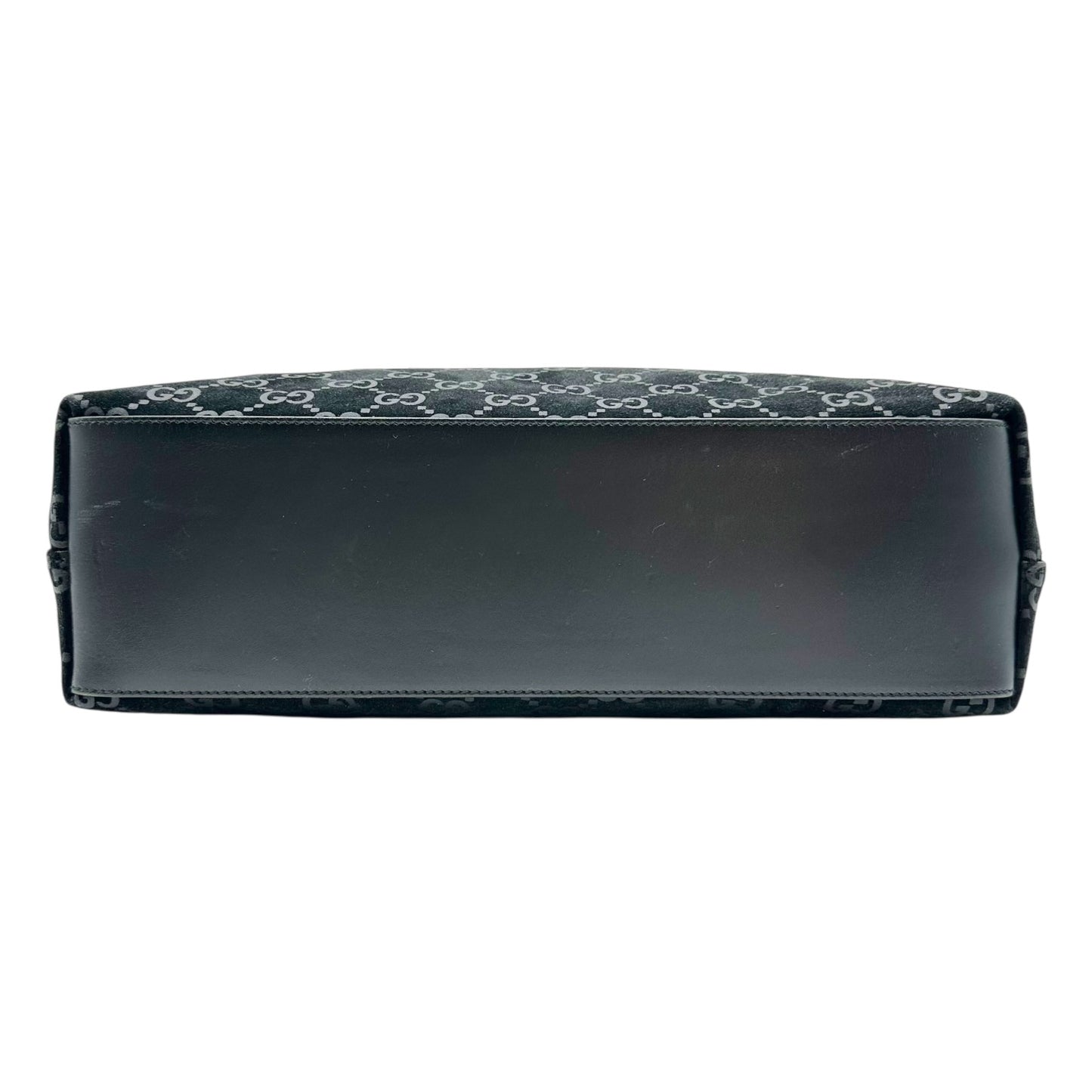 Gucci by Tom Ford Black Suede Monogram Metal Handle Hobo Bag