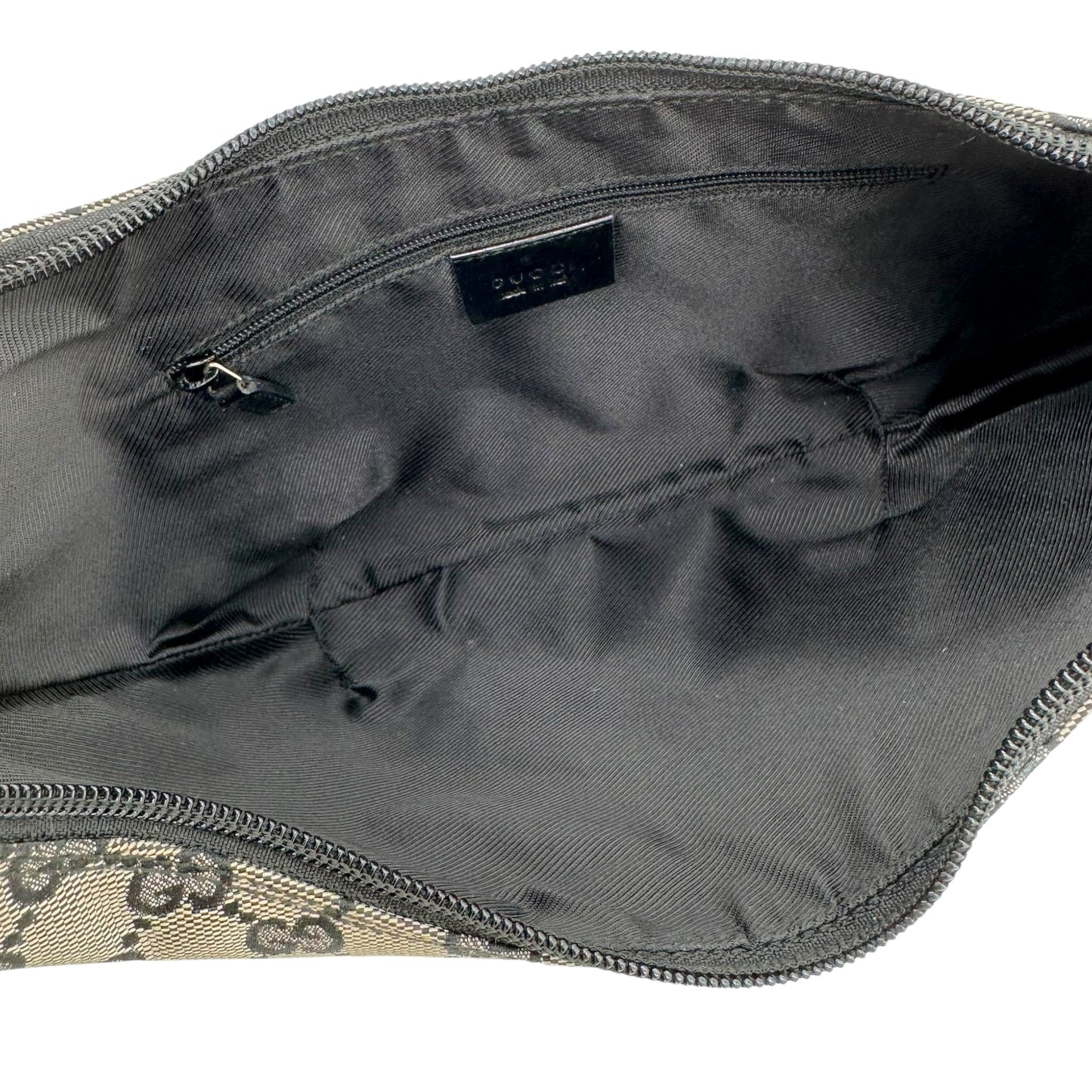 Gucci Gray & Black Monogram Canvas Crescent Shoulder Bag - Outfit Repeater