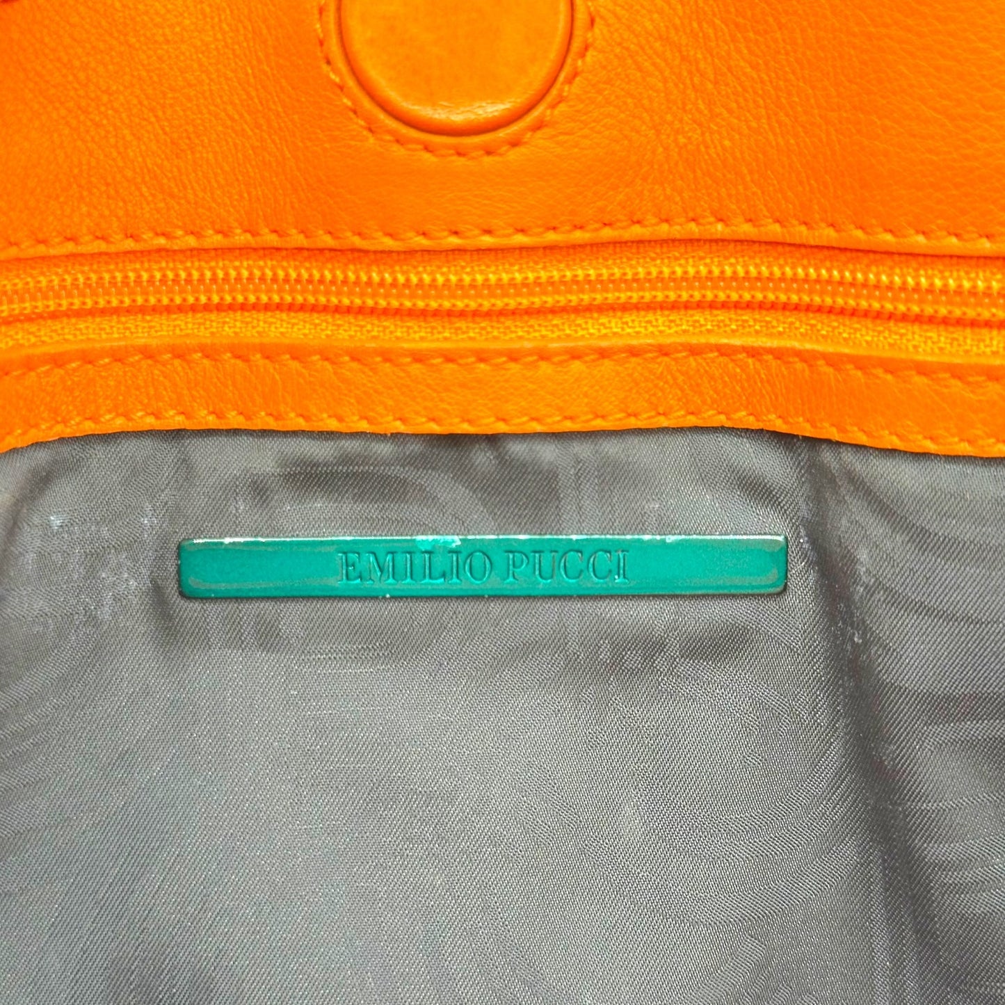 Emilio Pucci Orange & Multicolor Printed Silk Mini Tote Handbag