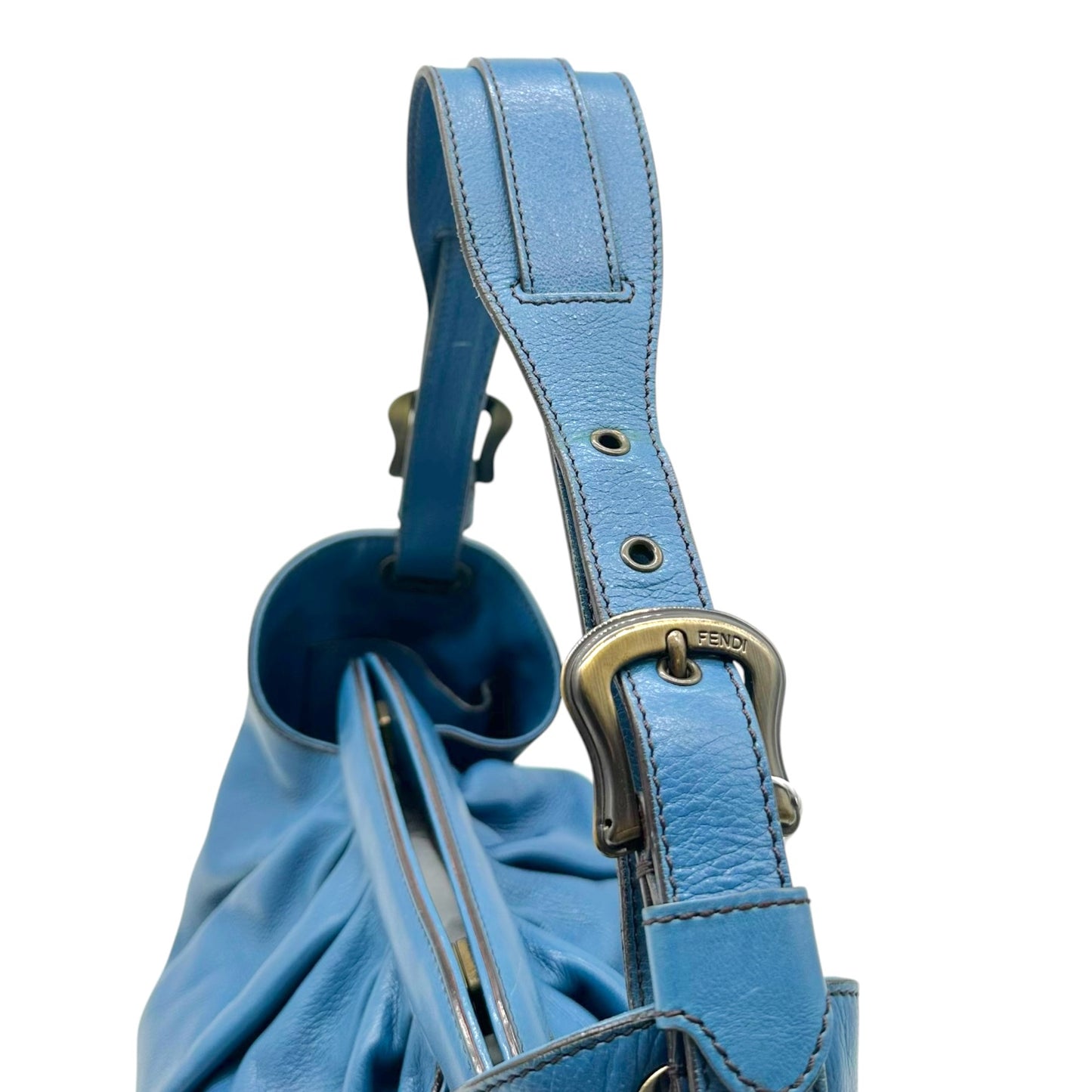 Fendi Blue Leather Borsa Hobo Doctors Bag