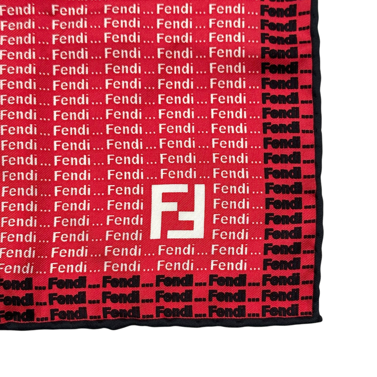 Fendi Silk Bandana Scarf Red White Spell-Out Logo