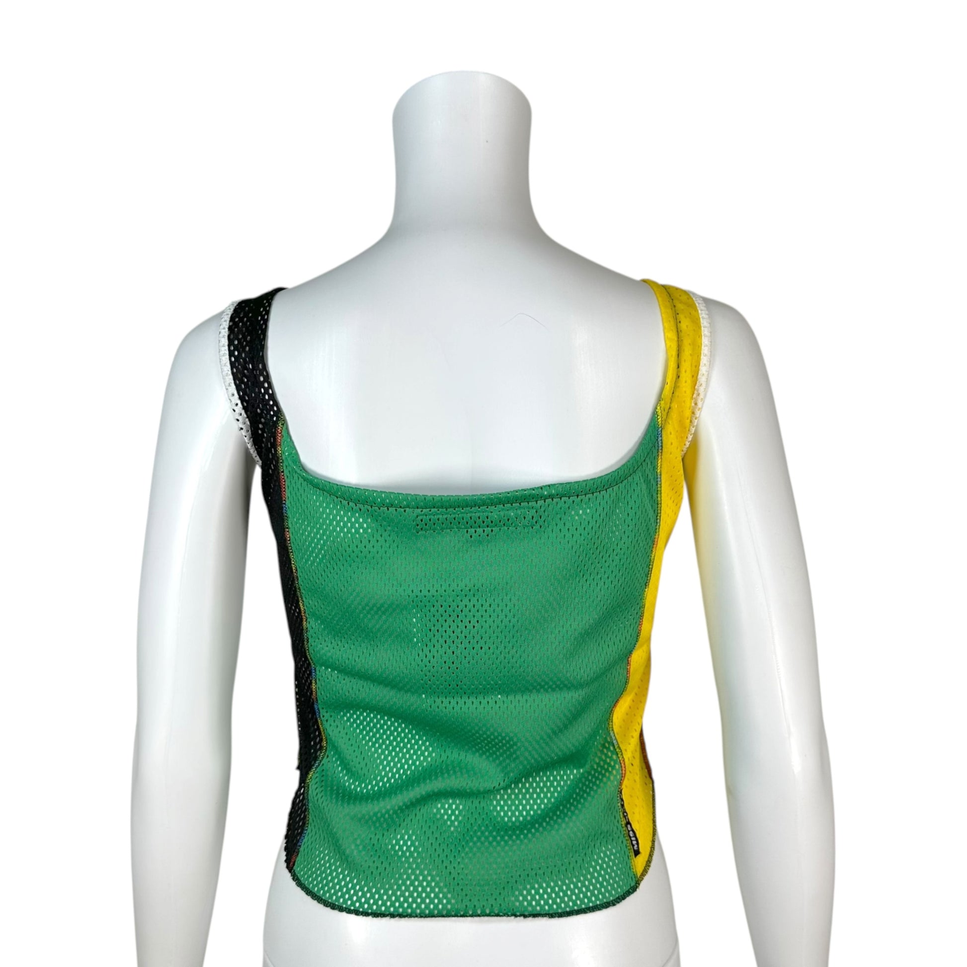 Miss Sixty Jersey Mesh Patchwork Top Green Yellow