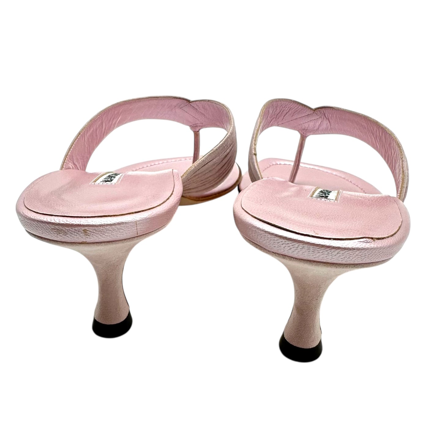 Manolo Blahnik Pink Suede Kitten Heels Flip Flops - Outfit Repeater