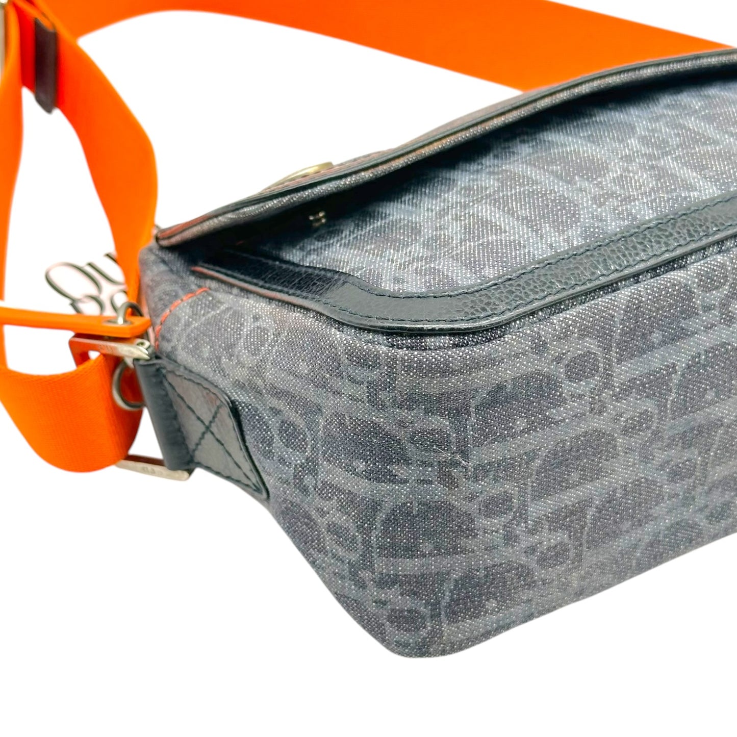 Christian Dior 'Flight' Denim Monogram & Orange Pochette Bag