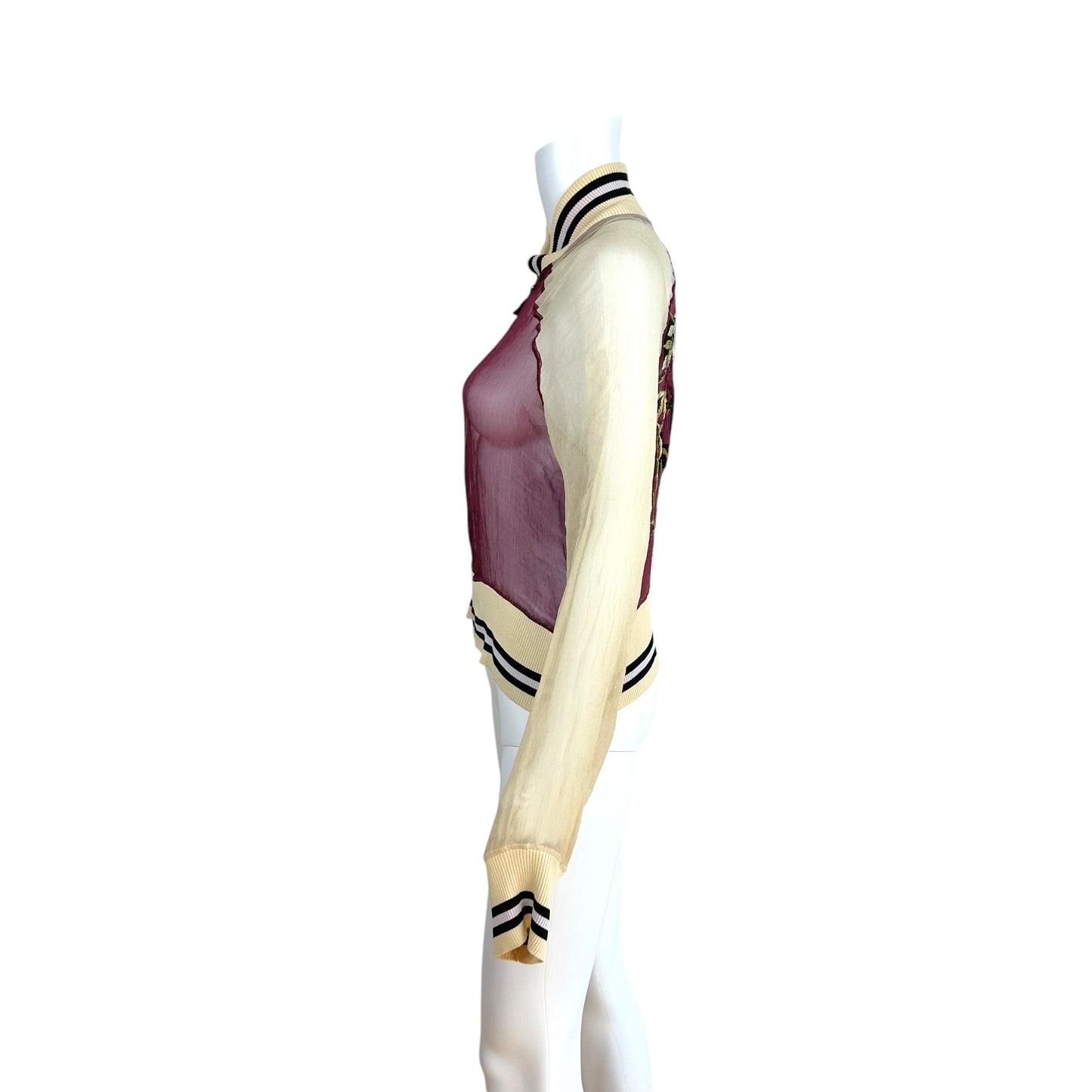 Jean Paul Gaultier Embroidered Sheer Silk Bomber Jacket