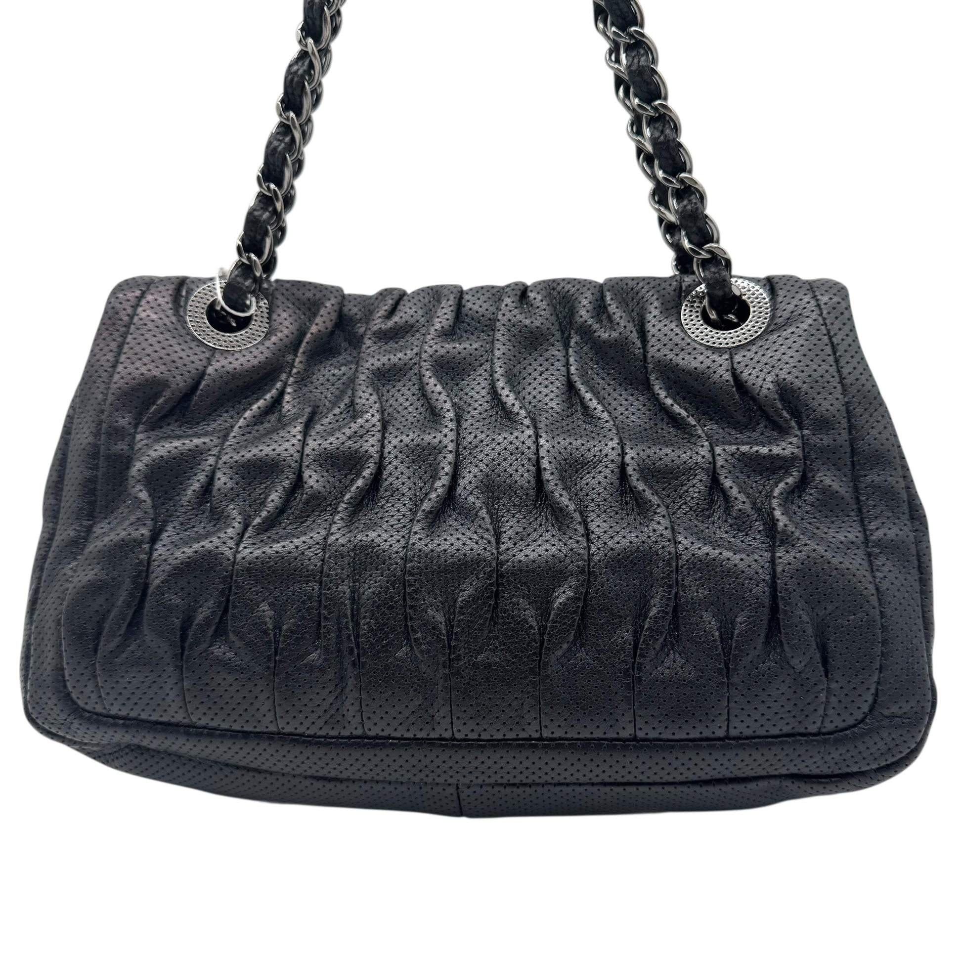 Chanel Black Perforated Leather Shoulder Bag - Outfit Repeater