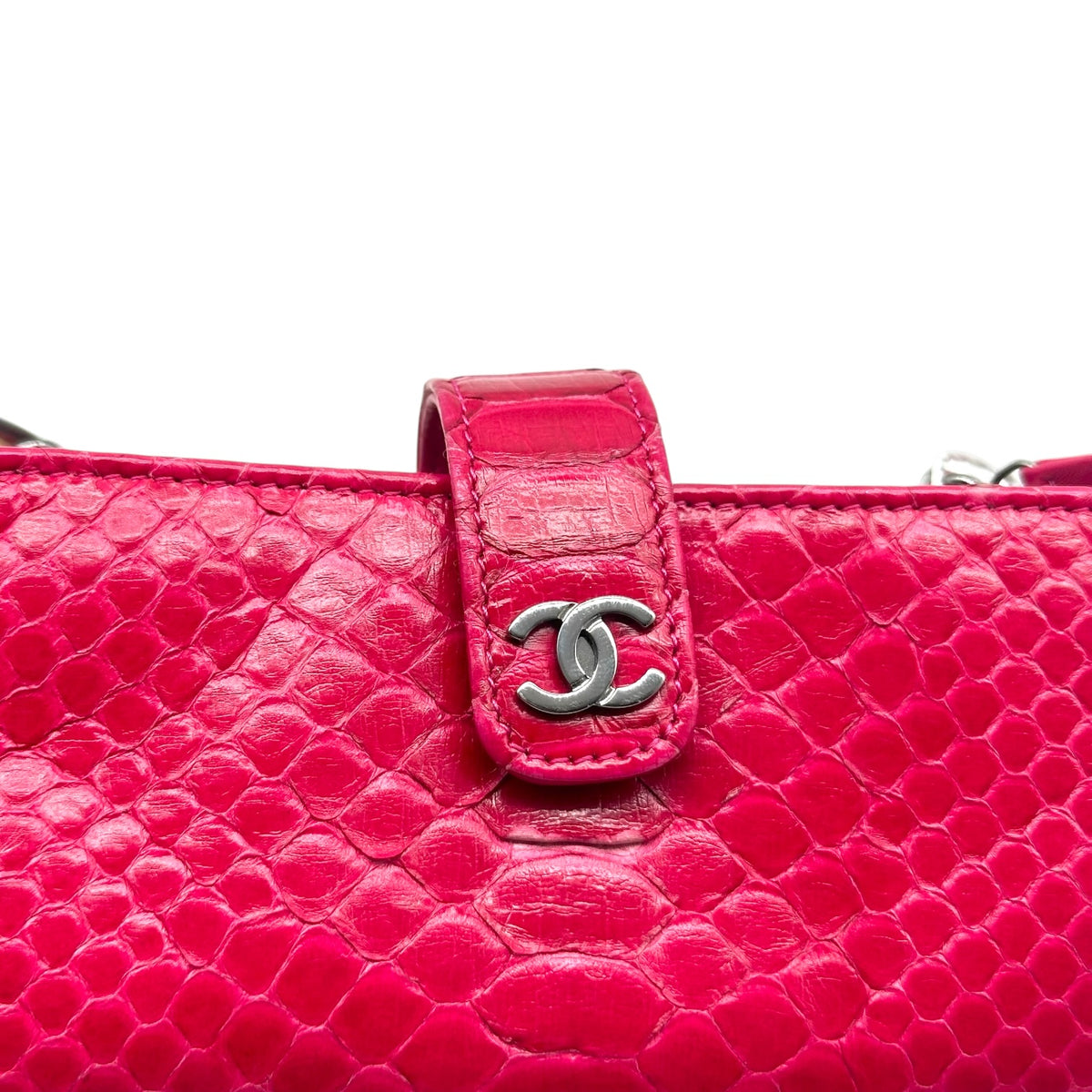 Chanel Python Crossbody Mini Bag Hot Pink Silver